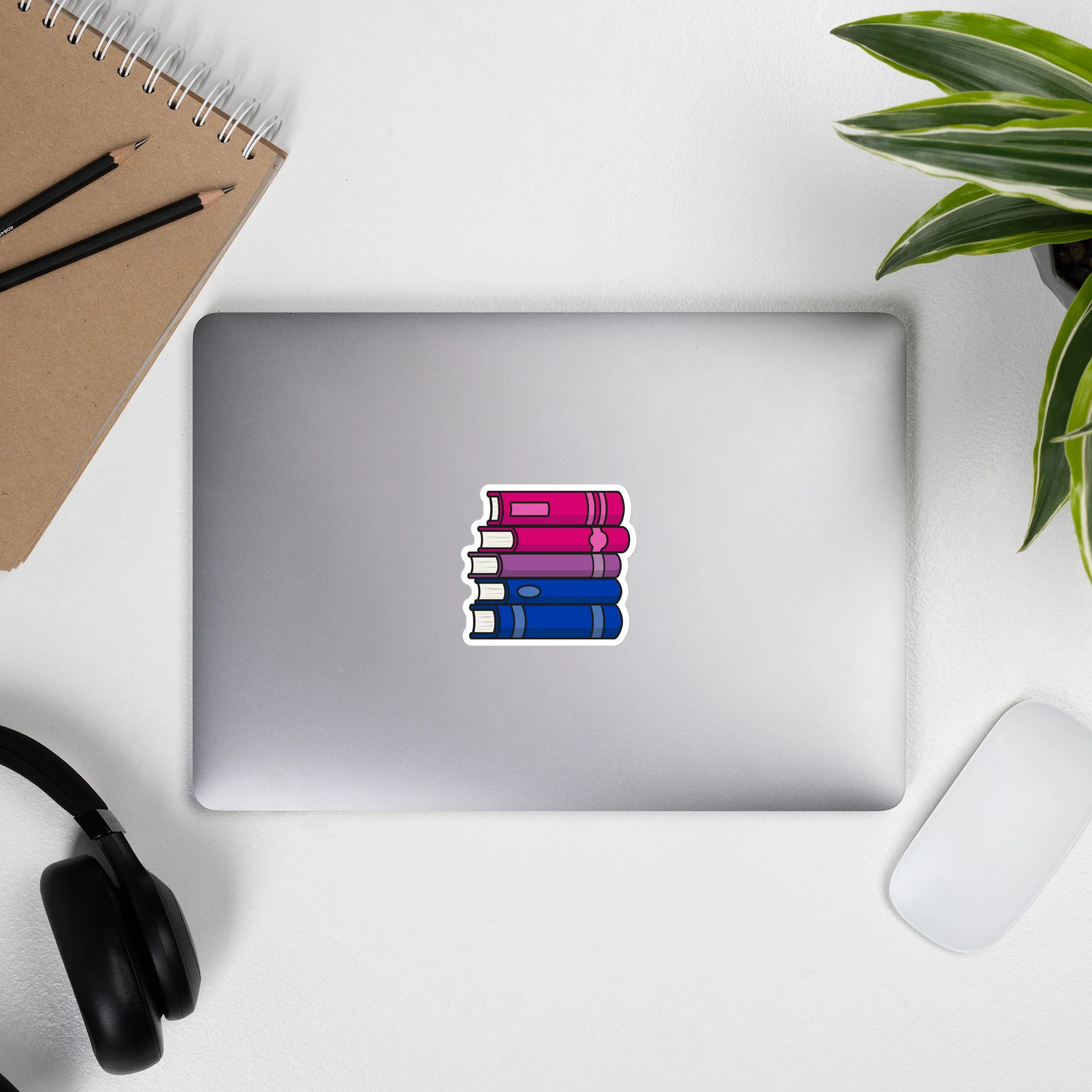 Bisexual Pride Flag Book Stack Sticker - Image 3