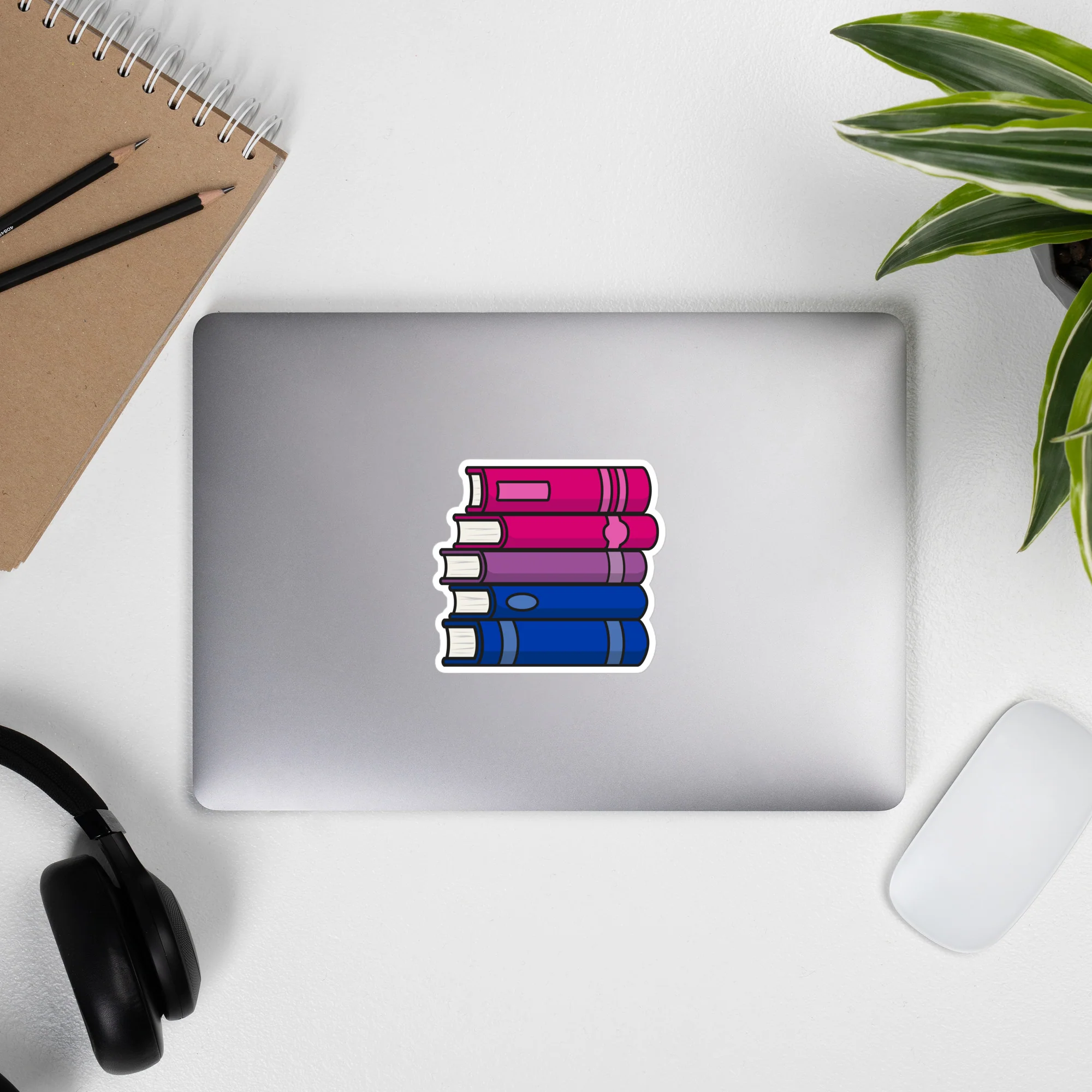 Bisexual Pride Flag Book Stack Sticker - Image 4