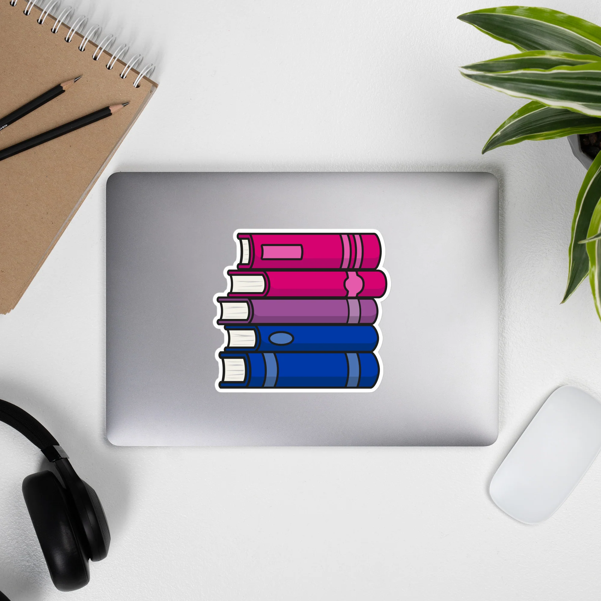 Bisexual Pride Flag Book Stack Sticker - Image 5