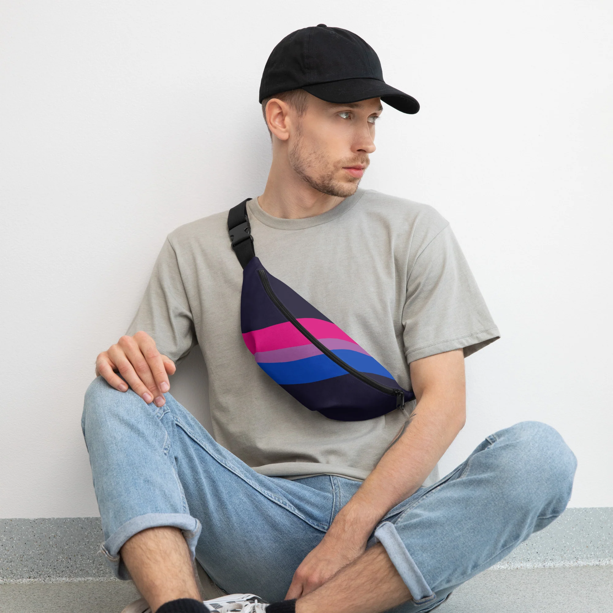 Bisexual Pride Flag Diagonal Fanny Pack/Bum Bag - Image 9