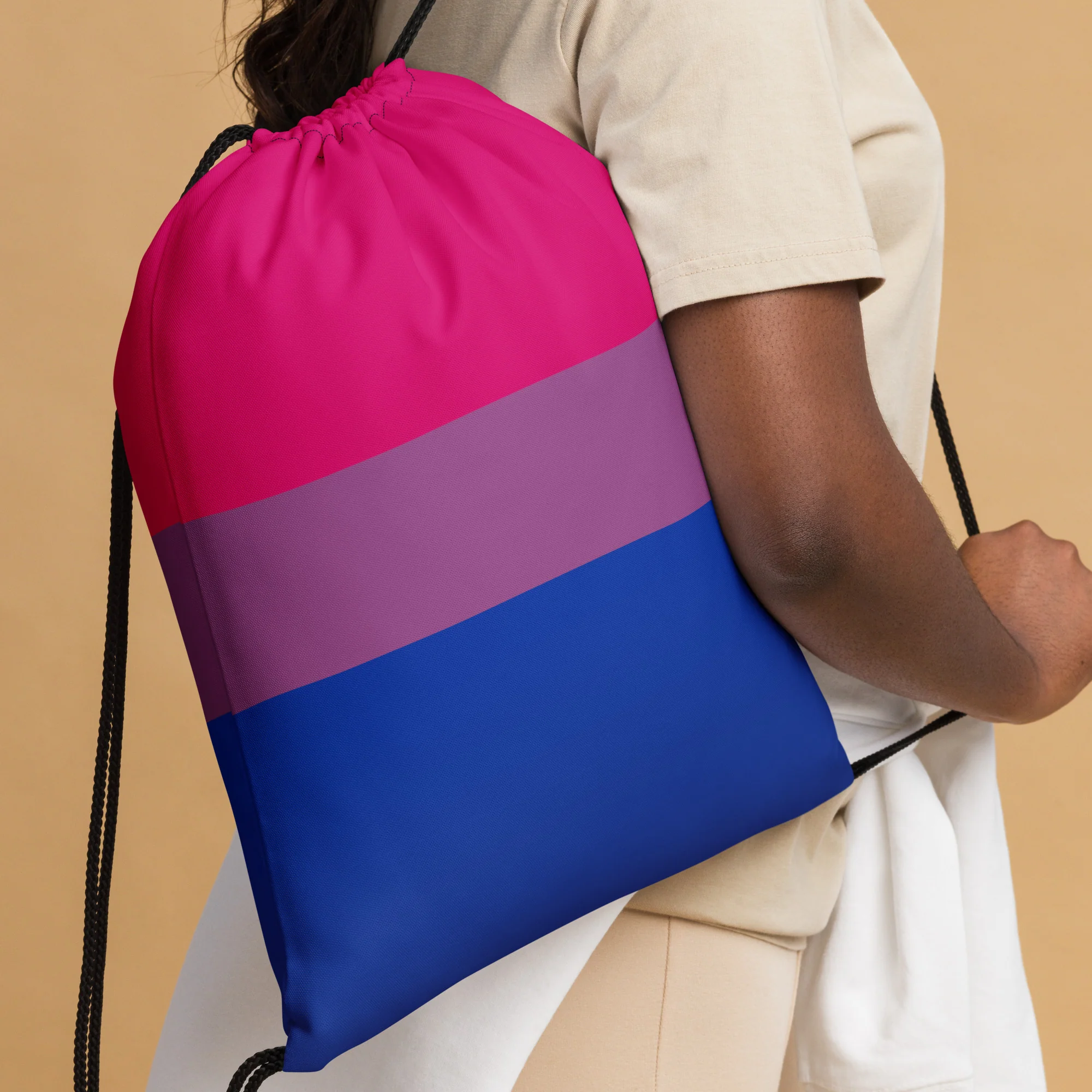 Bisexual Pride Flag Drawstring Bag - Image 4