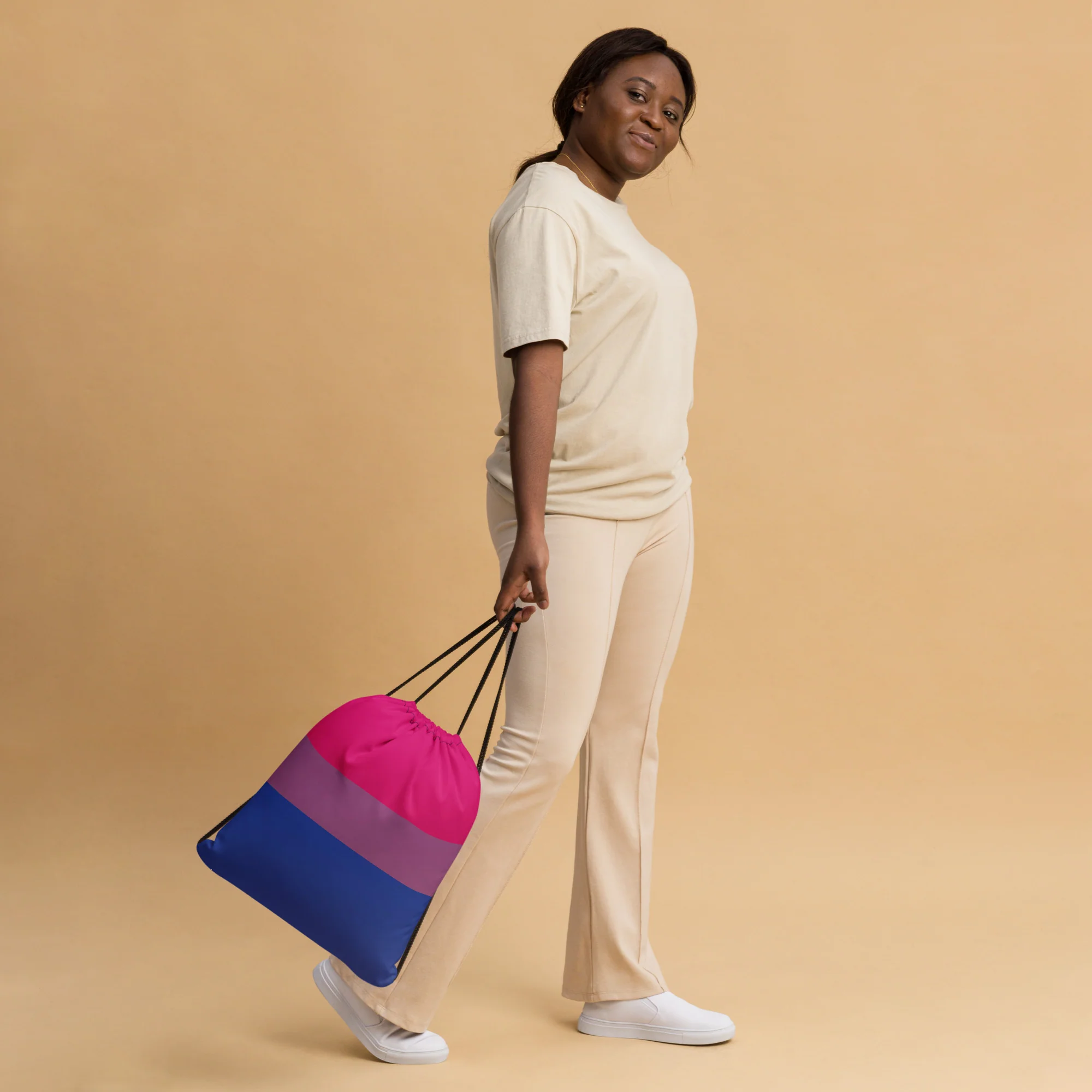 Bisexual Pride Flag Drawstring Bag - Image 5