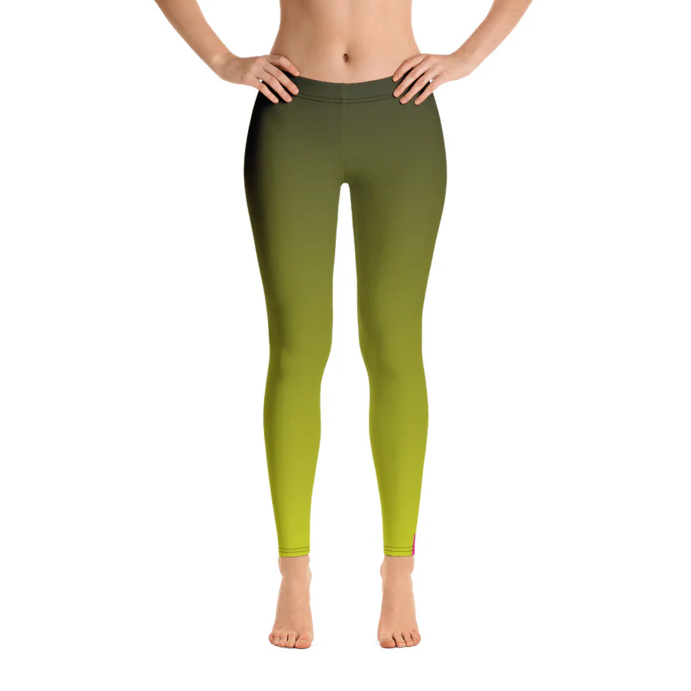 Bisexual Pride Flag Fade To Lime Leggings - Image 5