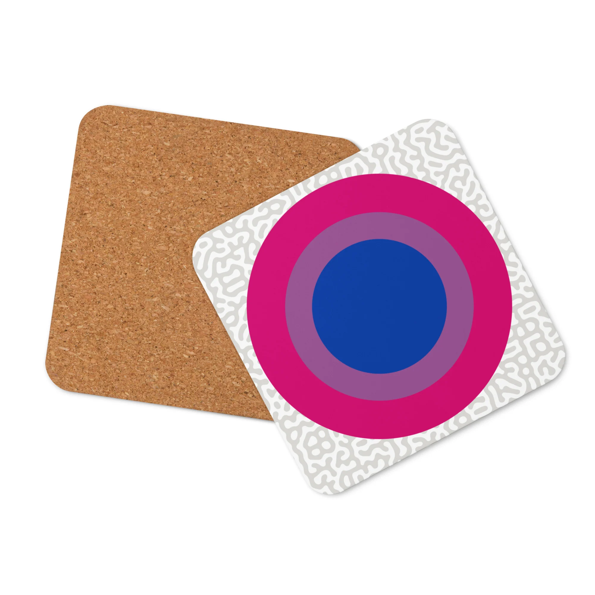 Bisexual Pride Flag Roundel on Abstract Pattern Coaster - Image 2