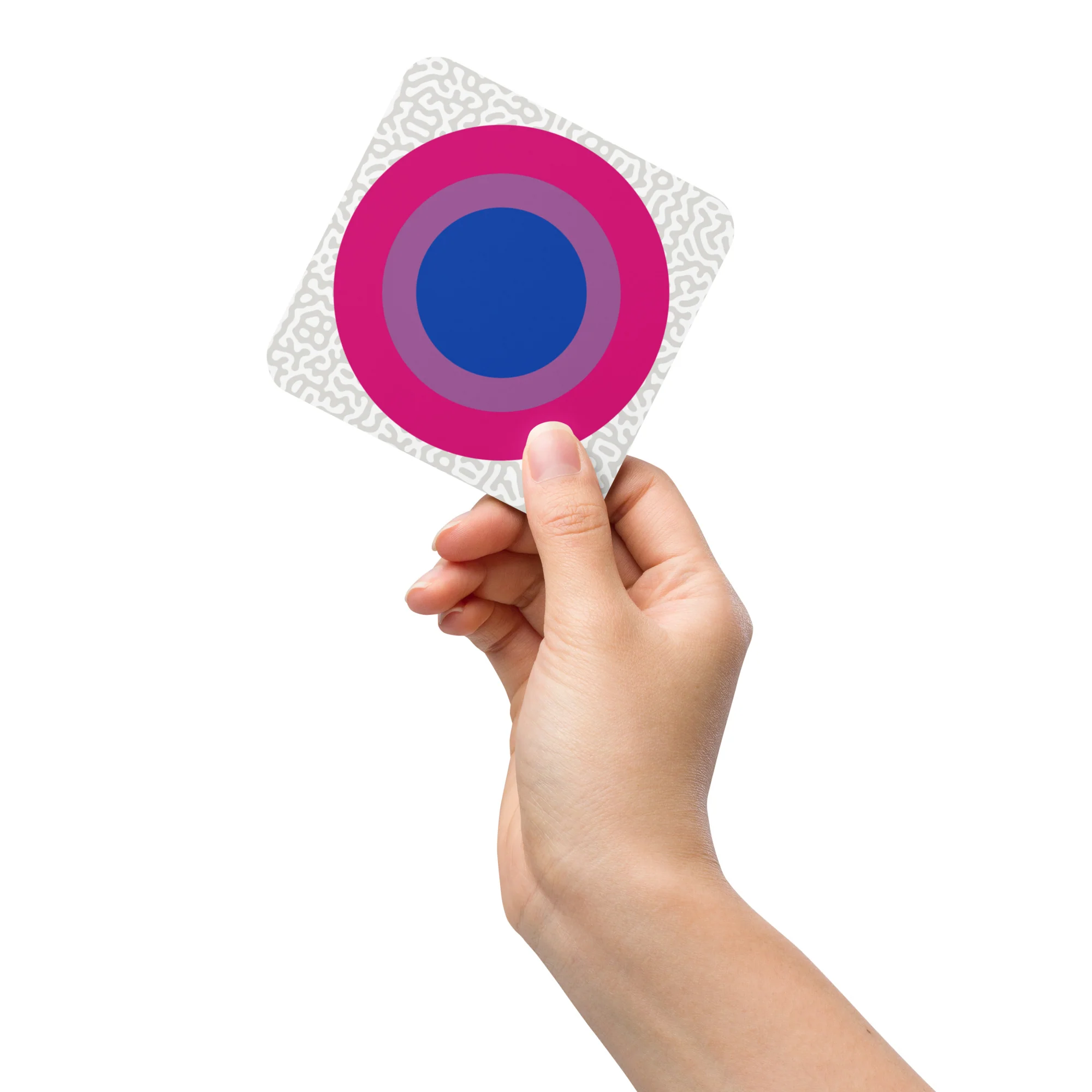 Bisexual Pride Flag Roundel on Abstract Pattern Coaster - Image 3