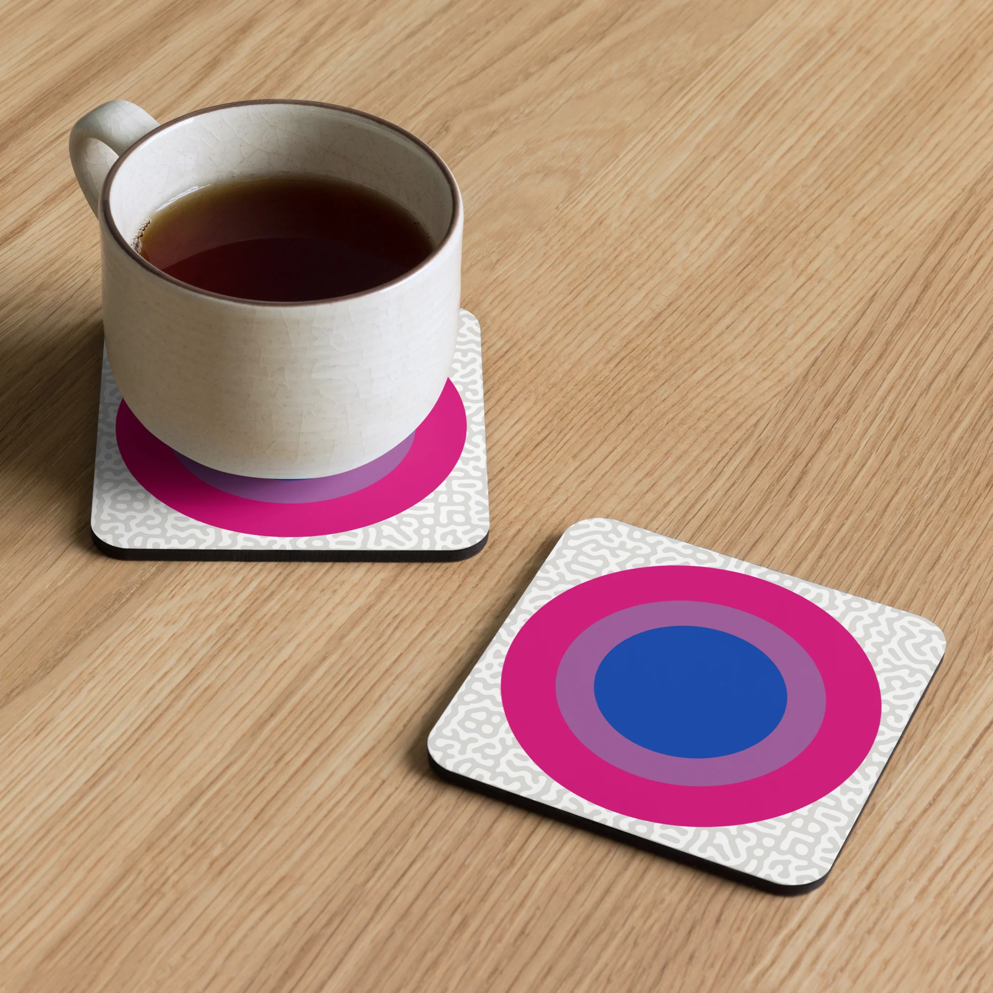 Bisexual Pride Flag Roundel on Abstract Pattern Coaster - Image 5