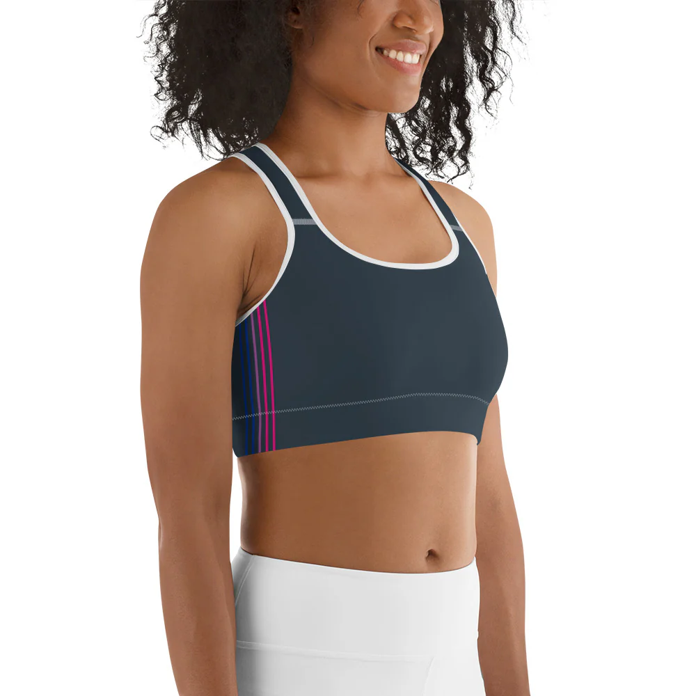 Bisexual Pride Flag Separated Stripes Sports Bra - Image 6