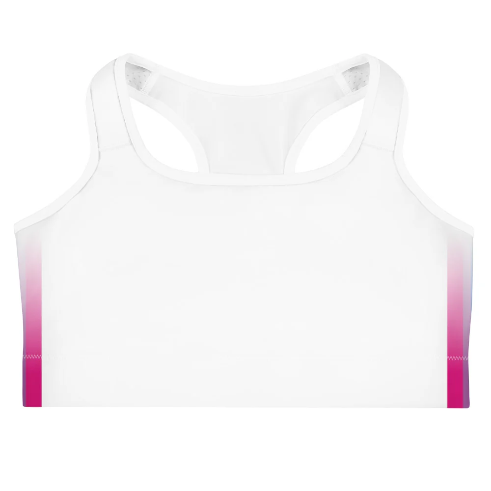 Bisexual Pride Flag Side Fade White Sports Bra