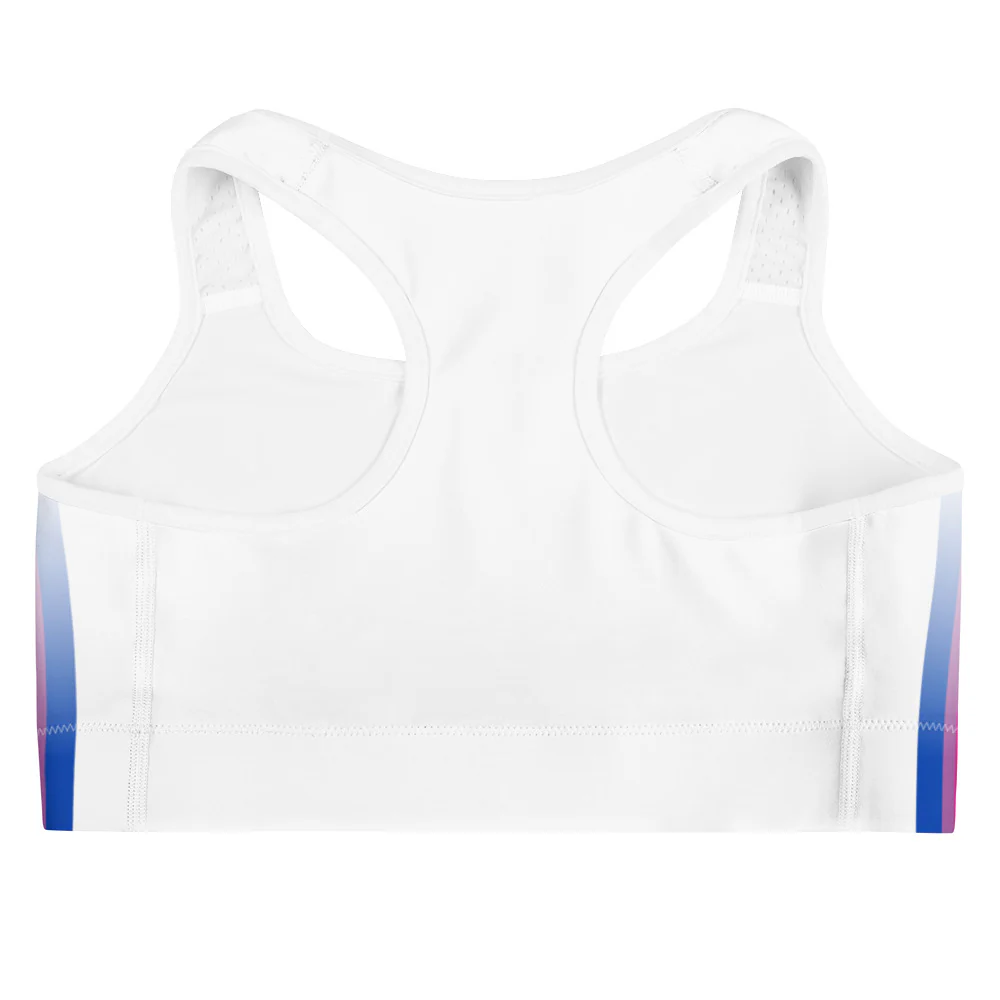 Bisexual Pride Flag Side Fade White Sports Bra - Image 8