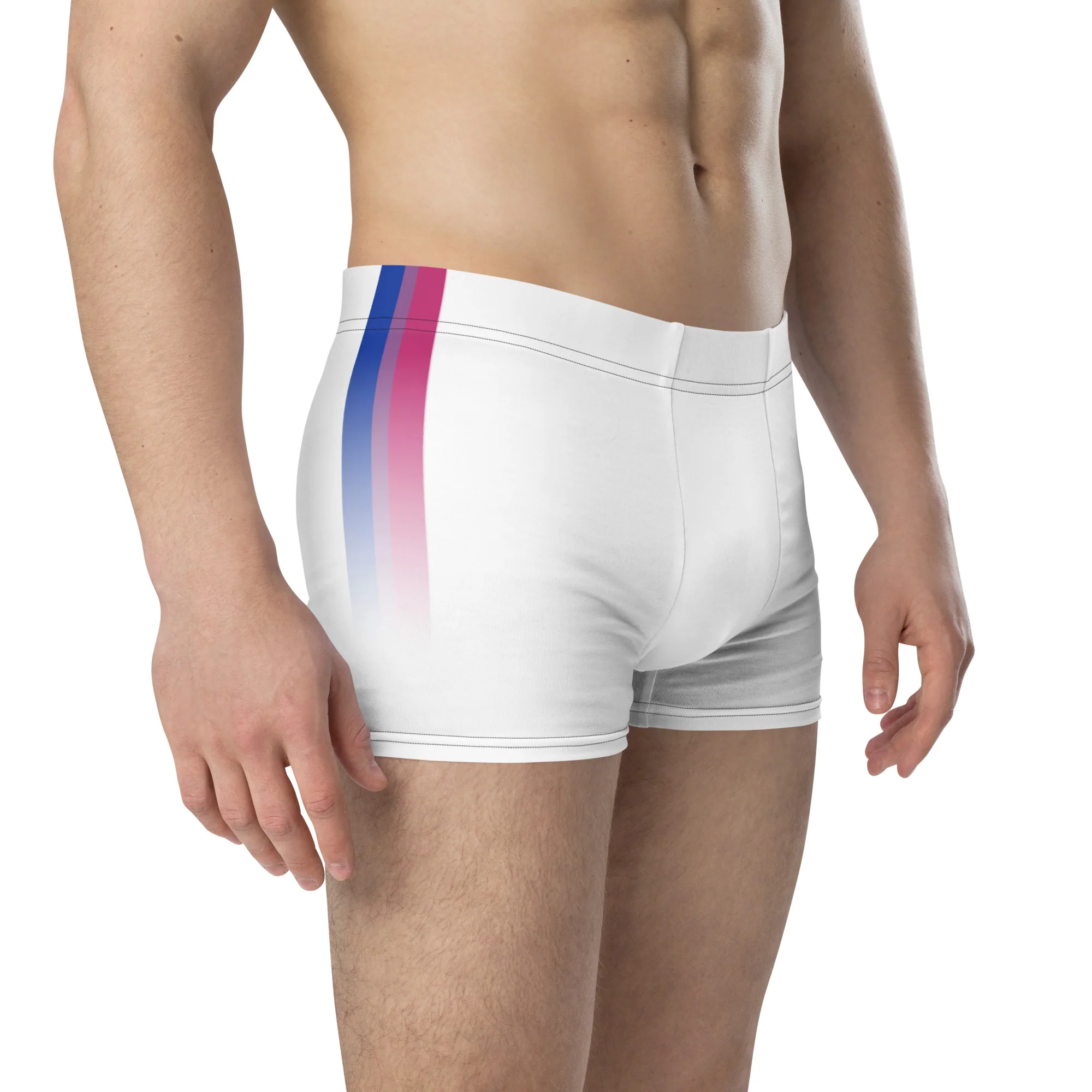 Bisexual Pride Flag Side Stripe Fade White Boxer Briefs Briefs - Image 3