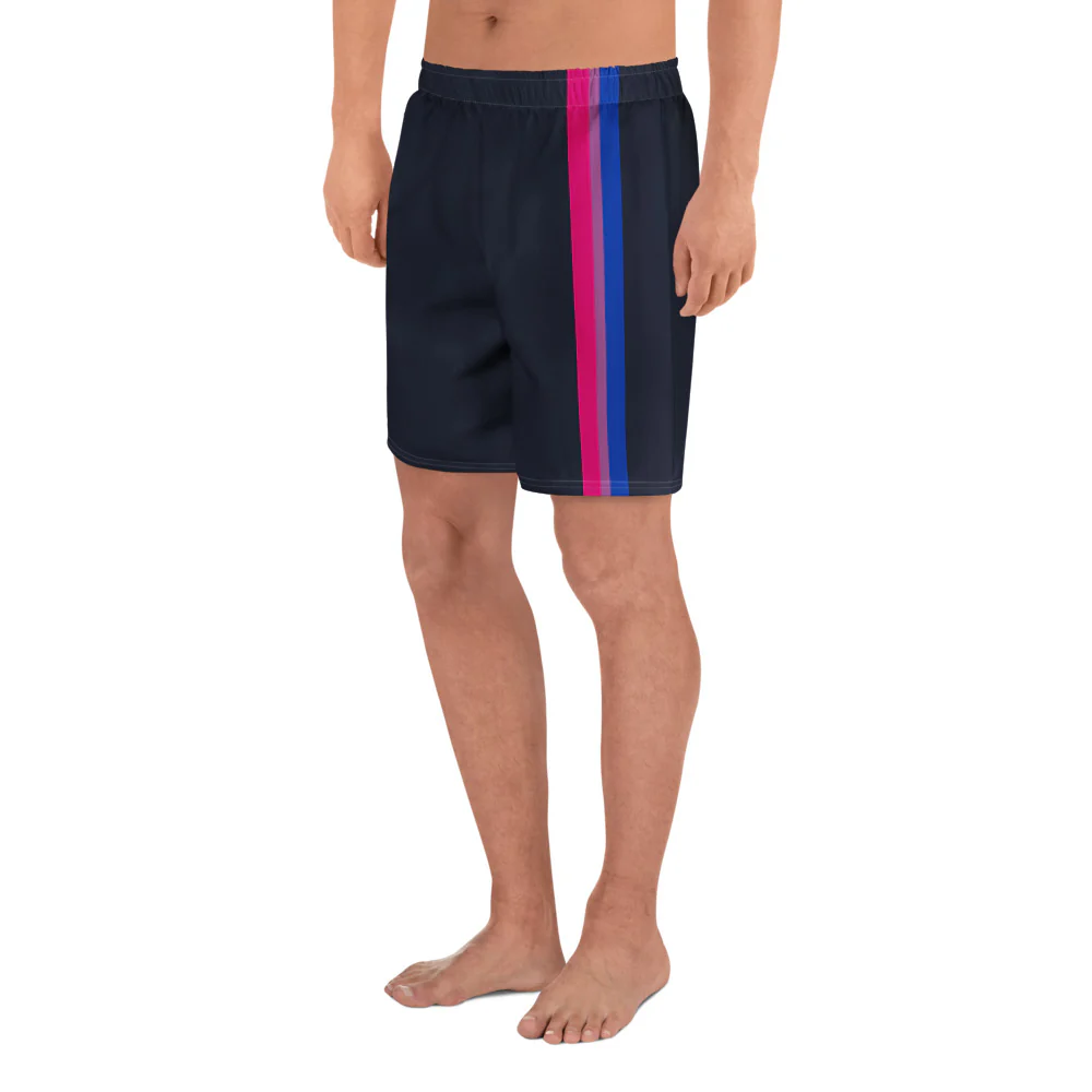 Bisexual Pride Flag Stripe Blue Athletic Long Shorts - Image 6