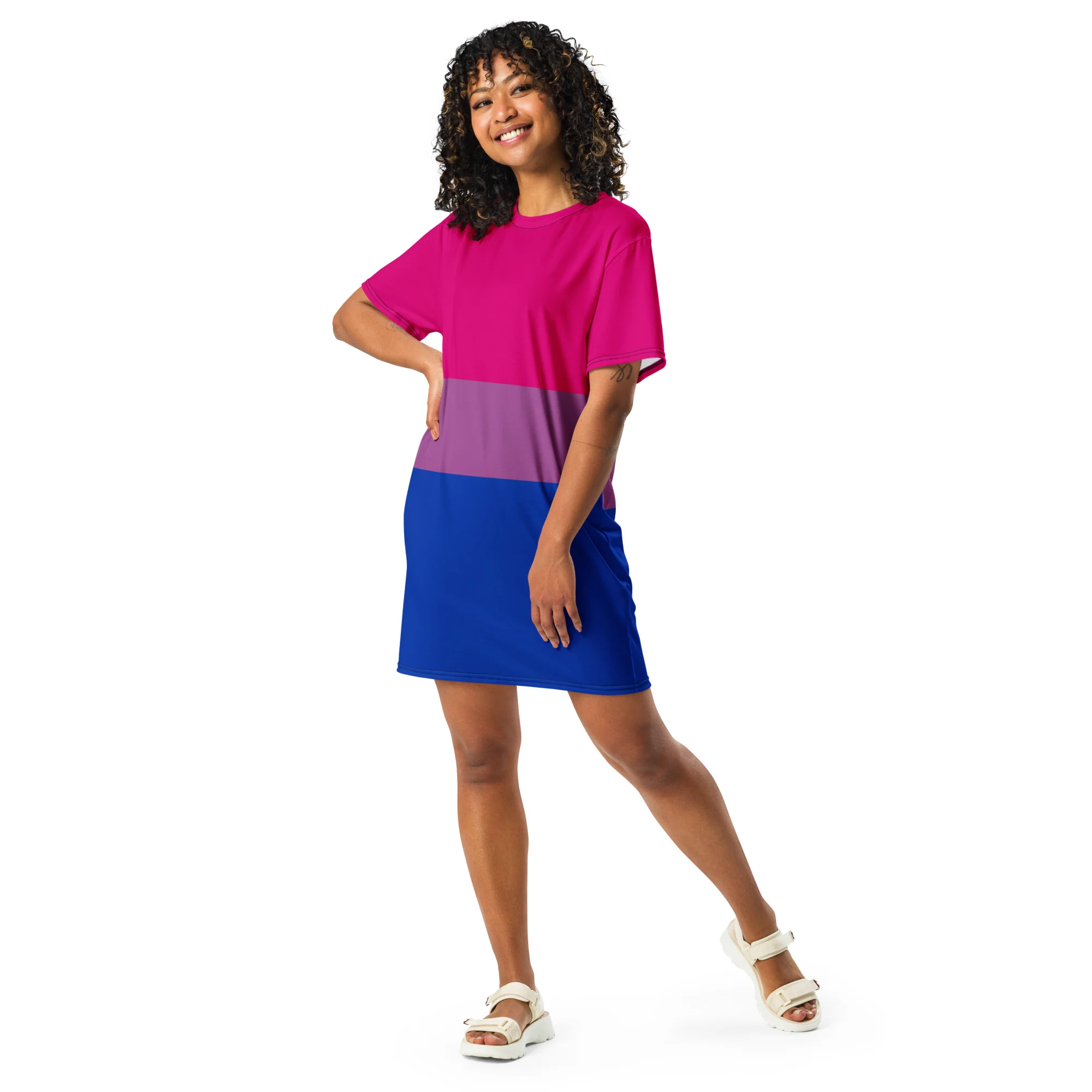 Bisexual Pride Flag T-shirt Dress - Image 3