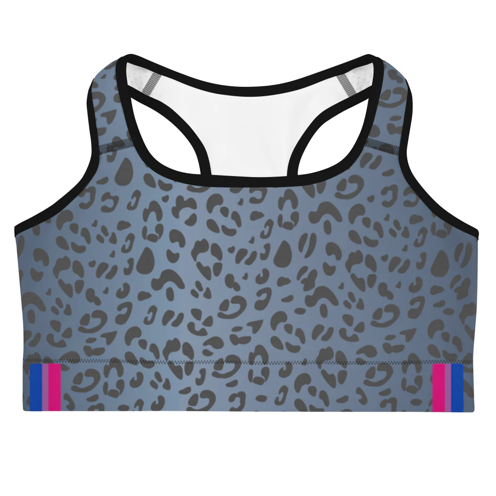 Bisexual Pride Flash Blue Leopard Print Sports Bra