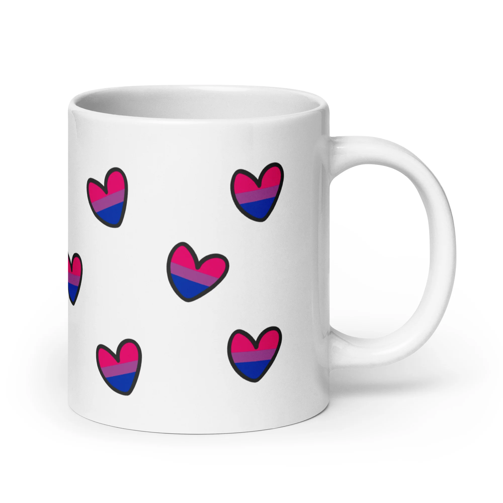 Bisexual Pride Hearts Pattern Mug