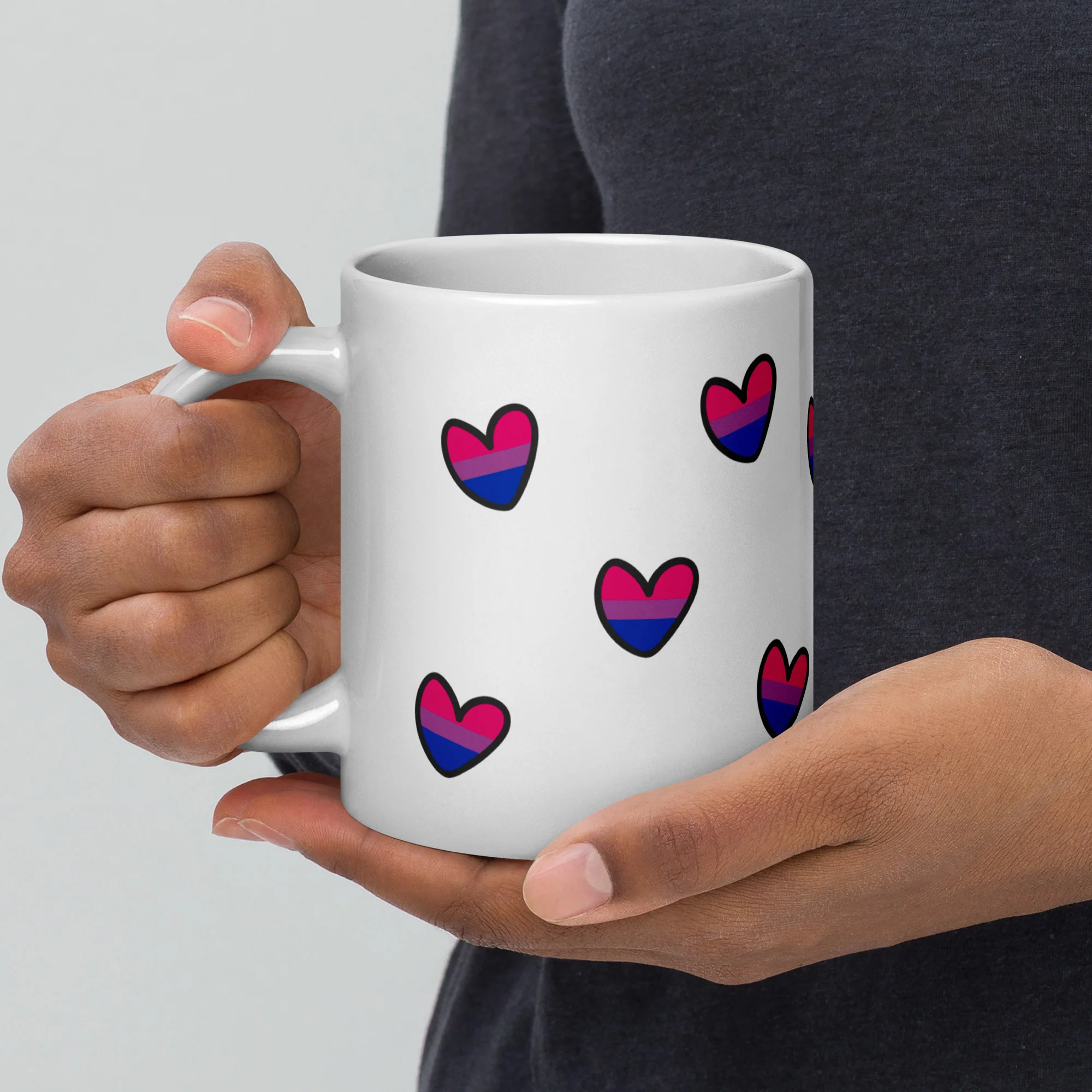 Bisexual Pride Hearts Pattern Mug - Image 5