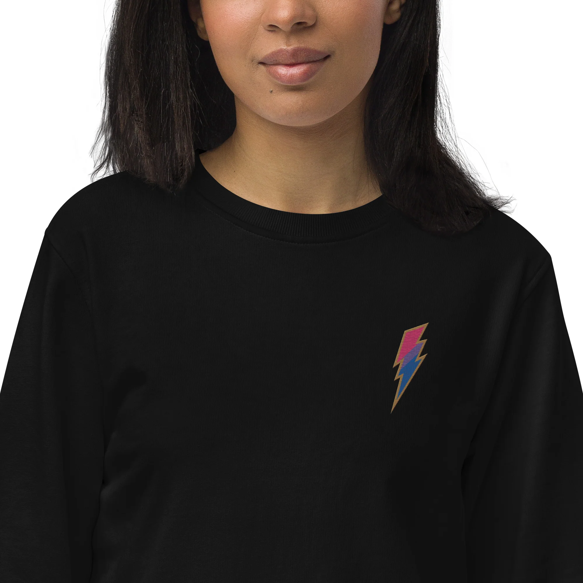 Bisexual Pride Lightning Embroidered Organic Sweatshirt - Image 2