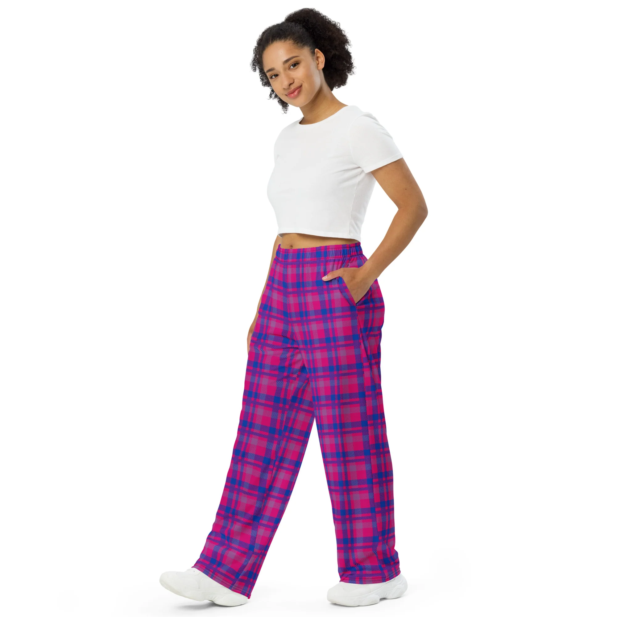 Bisexual Pride Tartan Wide-leg Pants/Trousers - Image 3