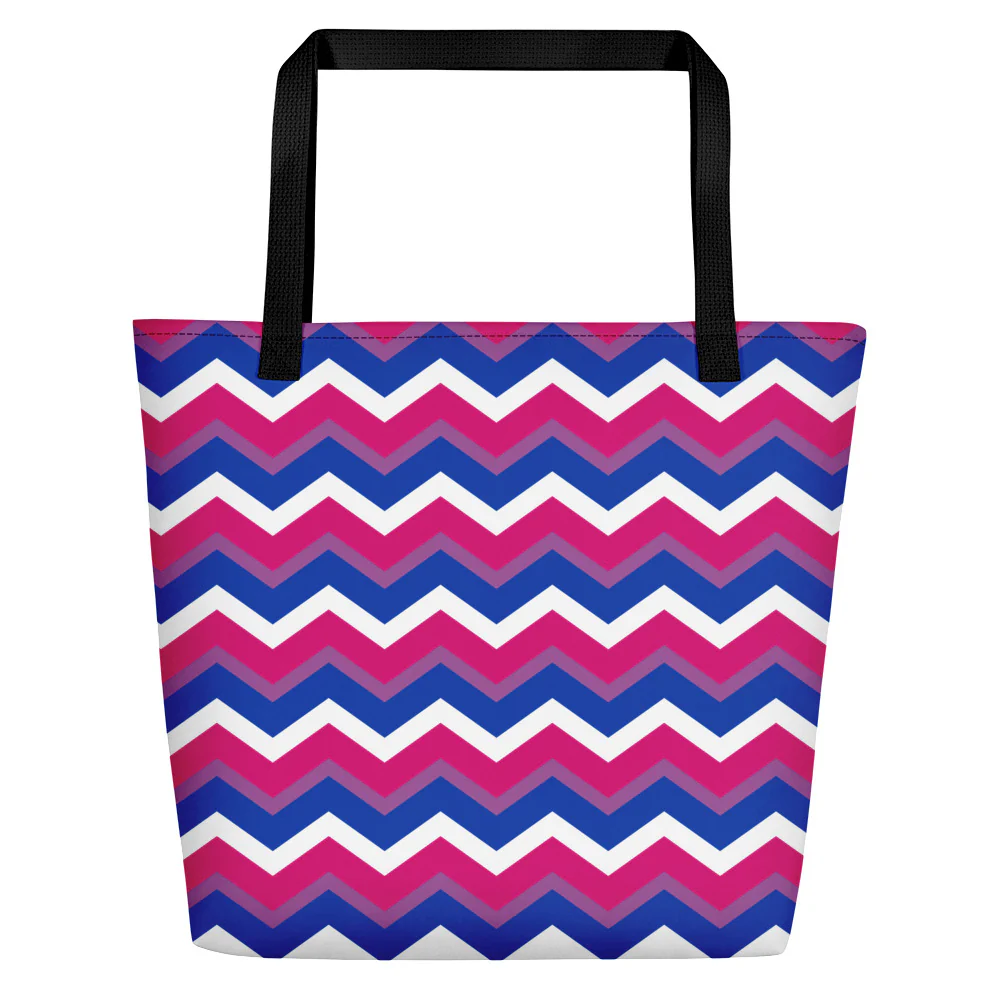 Bisexual Flag Zig Zag Large Tote/Beach Bag
