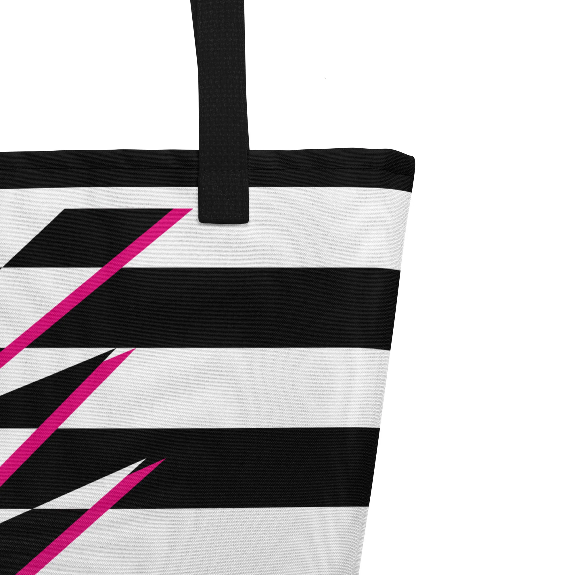 Black And White Lightning Large Tote/Beach Bag - Image 4