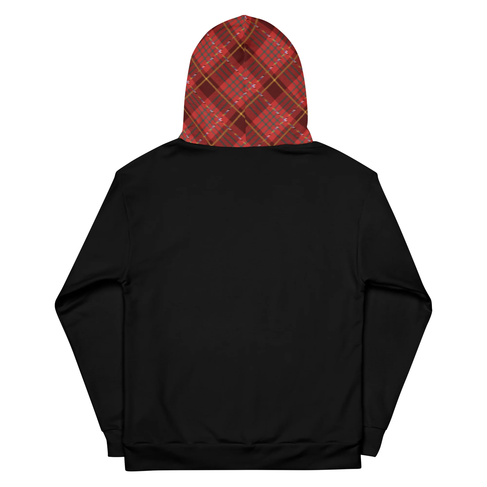 Black Hoodie With Red Pride Tartan Hood - Image 8