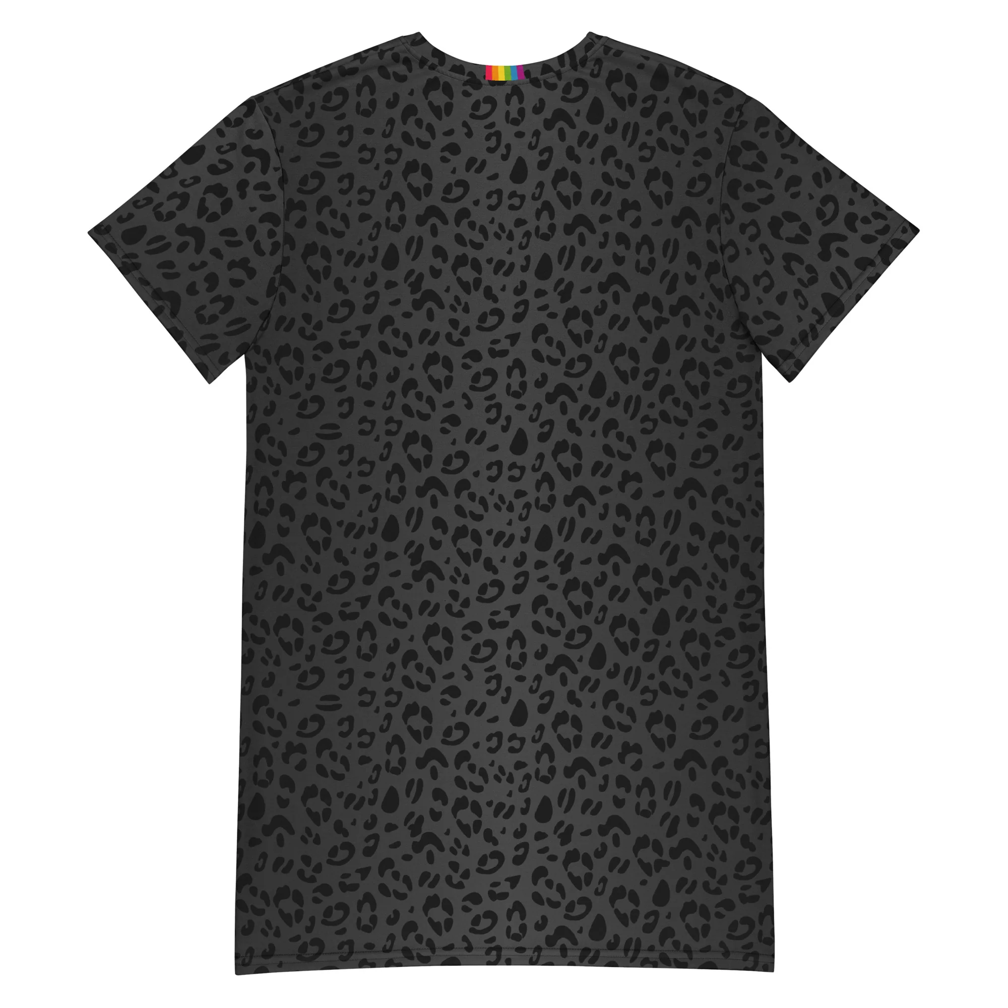 Black Leopard Print T-shirt Dress - Image 3