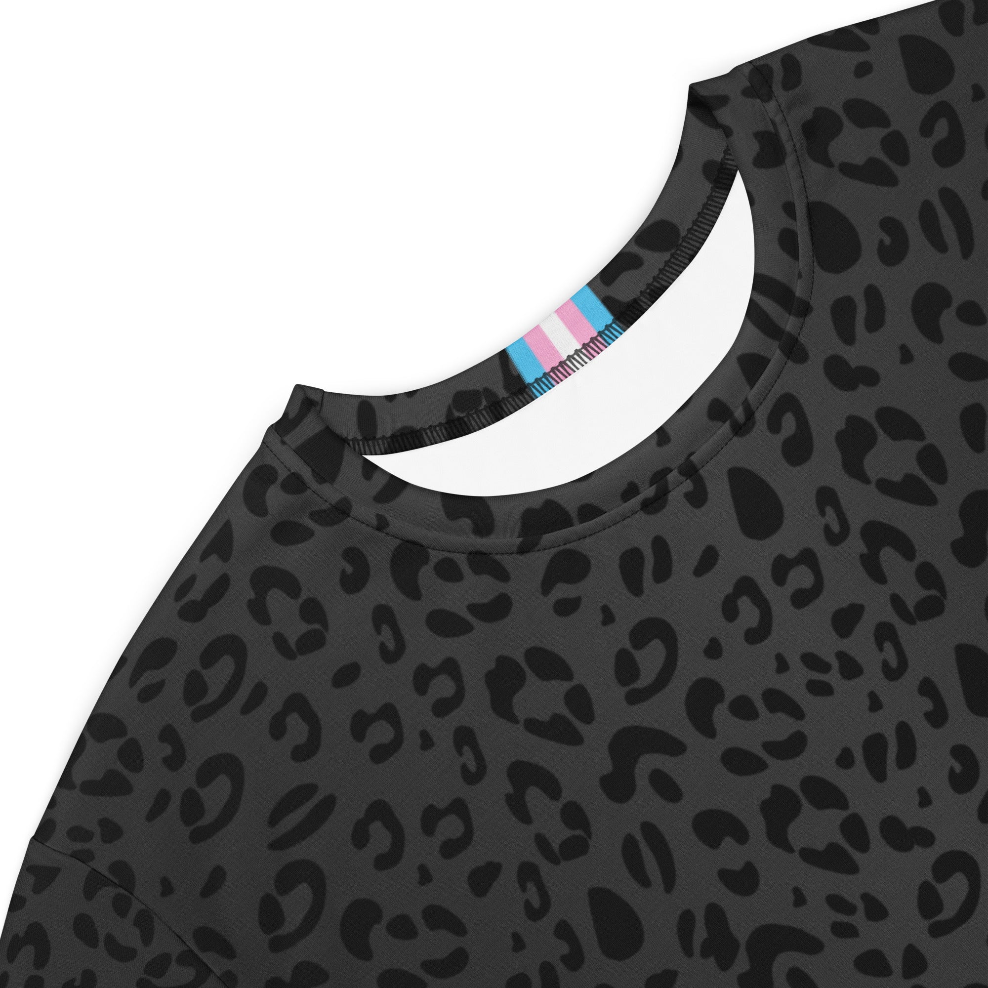 Black Leopard T-shirt Dress With Trans Collar Flag - Image 2