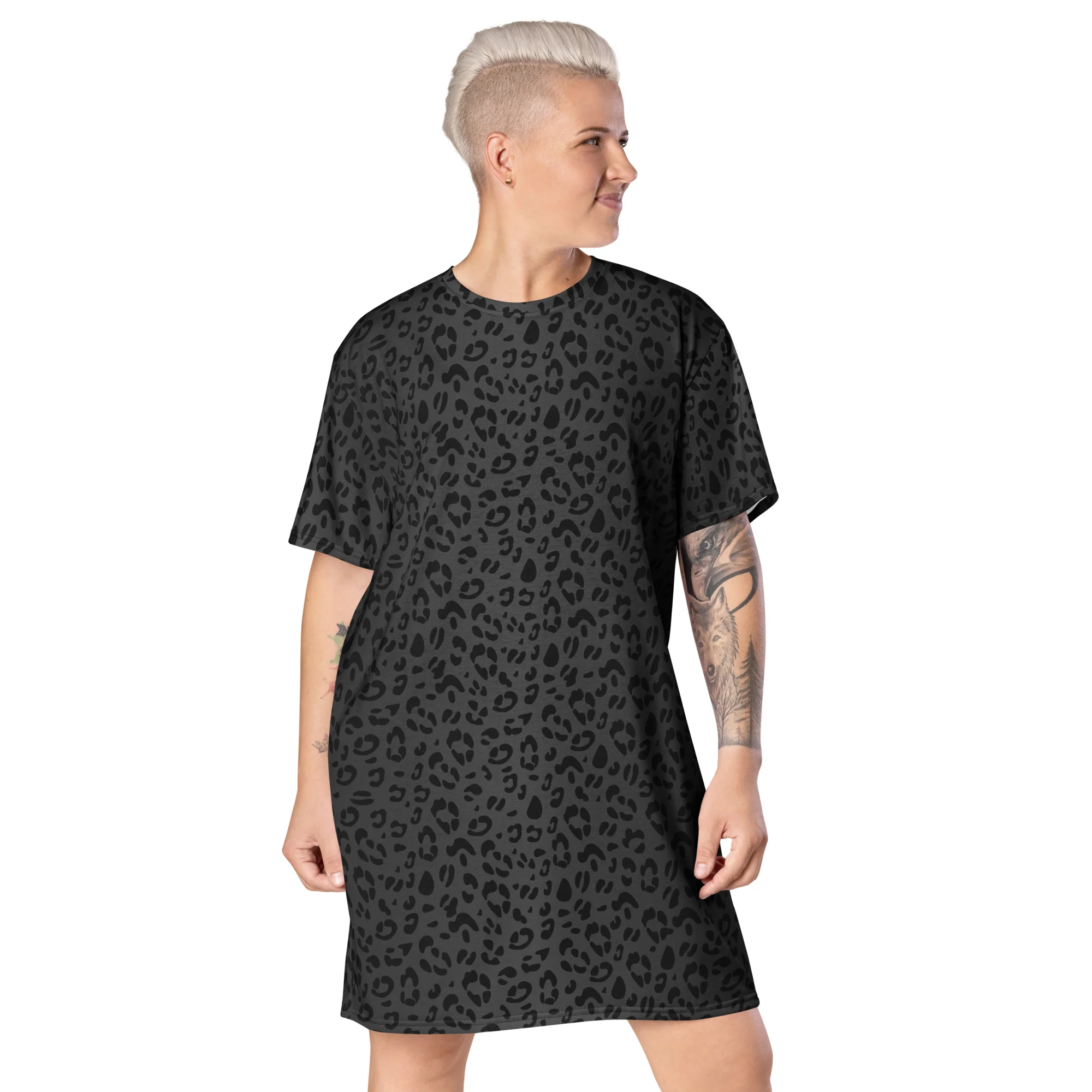 Black Leopard T-shirt Dress With Trans Collar Flag - Image 5