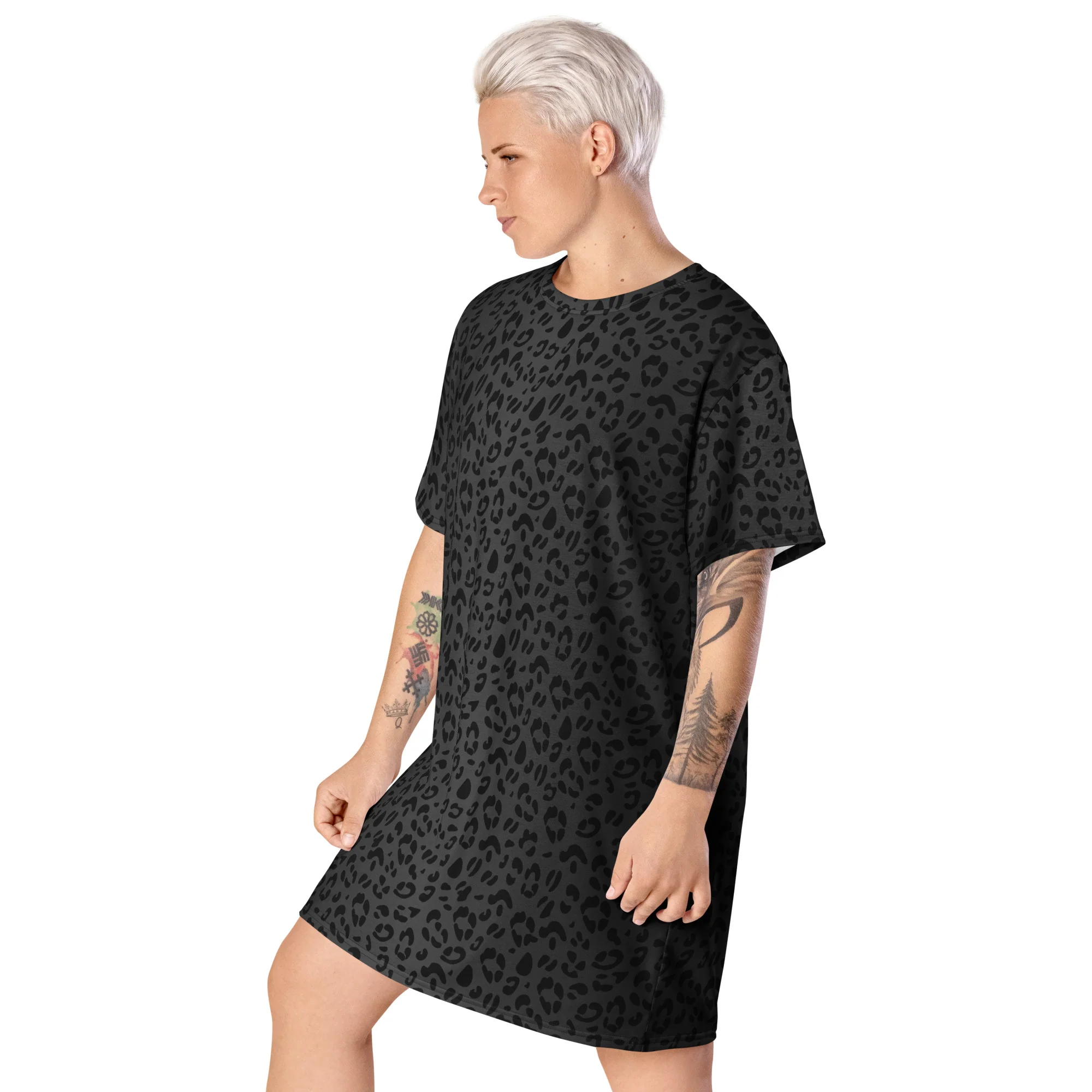 Black Leopard T-shirt Dress With Trans Collar Flag - Image 6