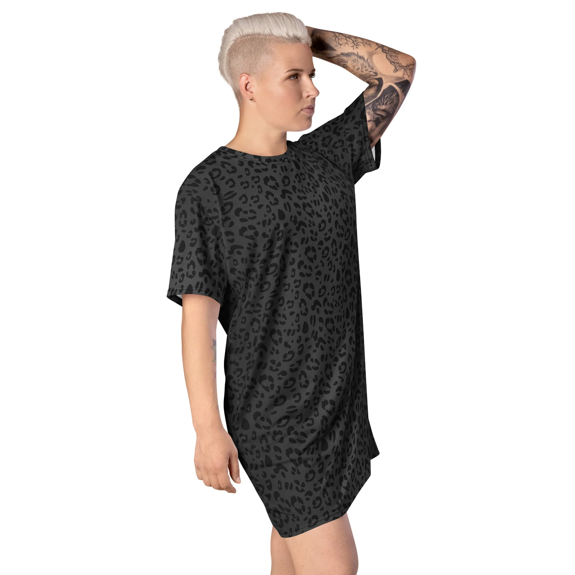 Black Leopard T-shirt Dress With Trans Collar Flag - Image 7