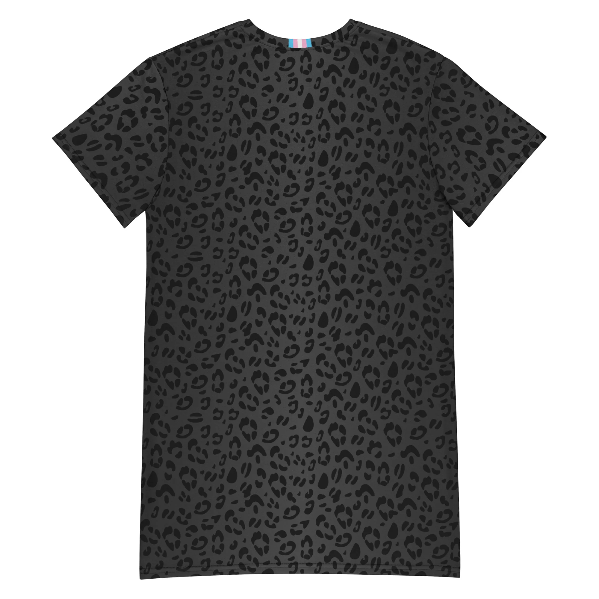 Black Leopard T-shirt Dress With Trans Collar Flag - Image 8