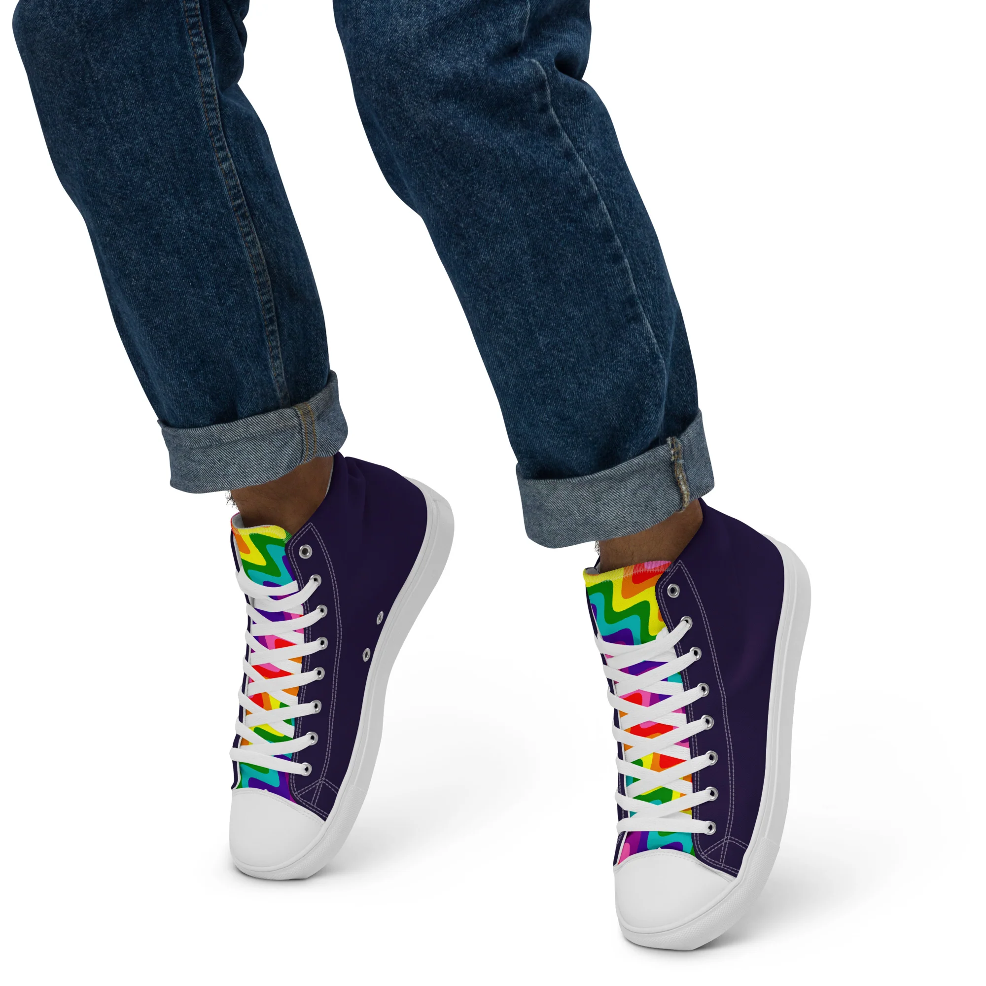 Blue and Original Pride Flag High Top Trainers (male sizes) - Image 6
