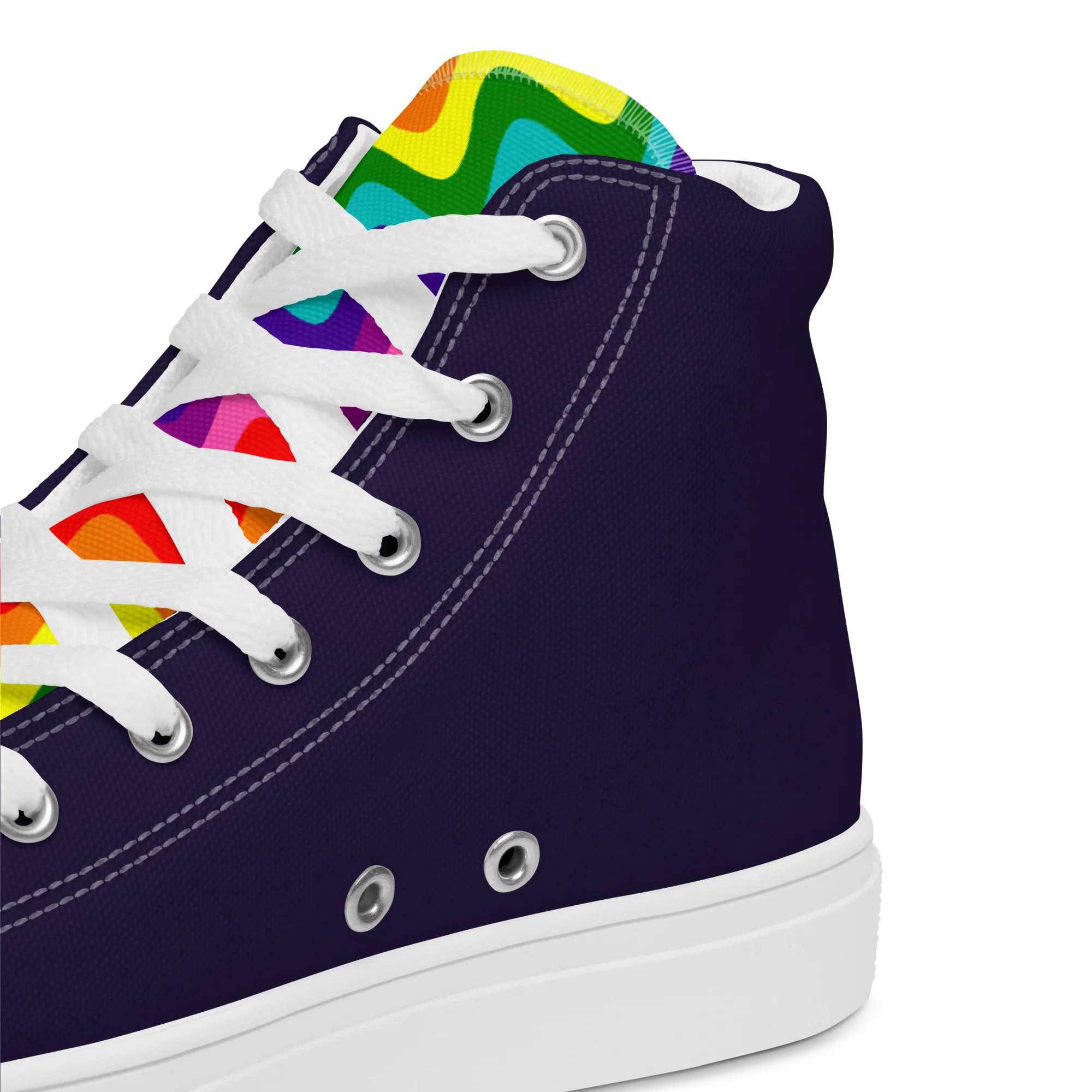 Blue and Original Pride Flag High Top Trainers (female sizes) - Image 5
