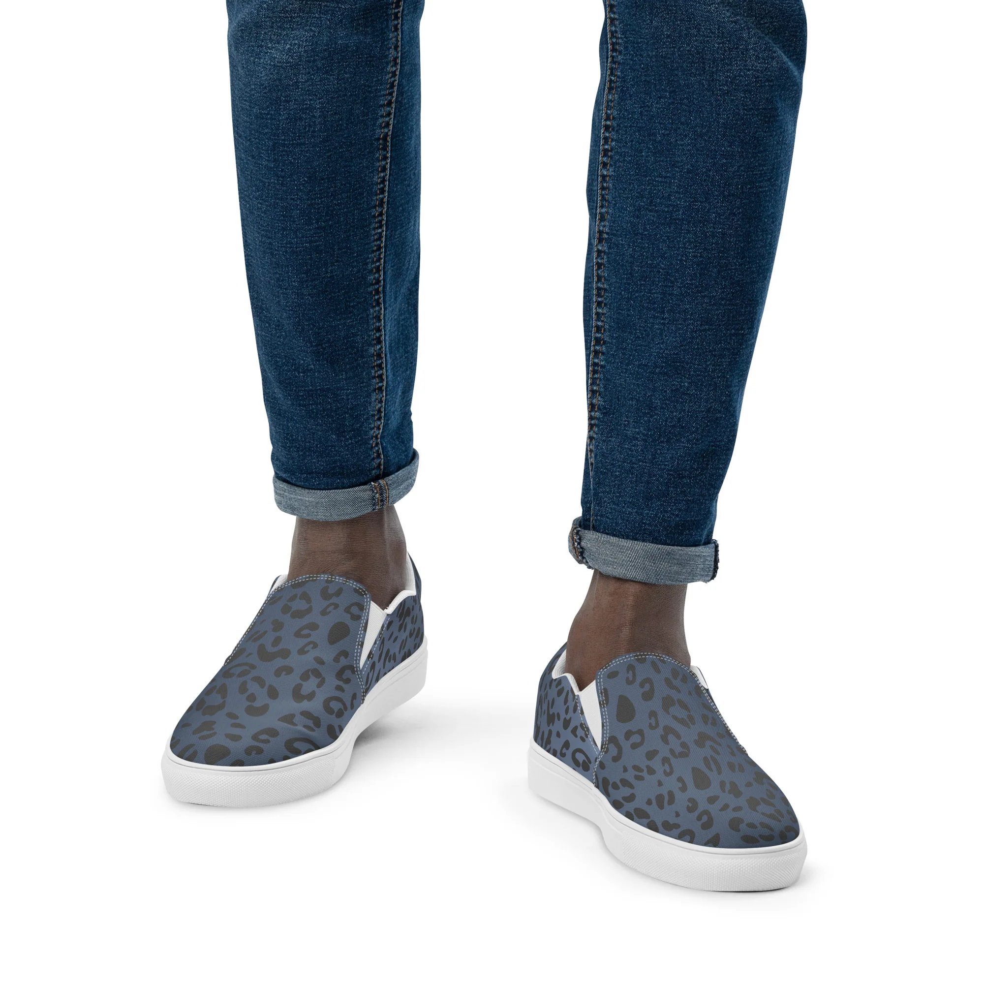Rainbow Blue Leopard Print Slip-on Canvas Shoes (male sizes) - Image 3