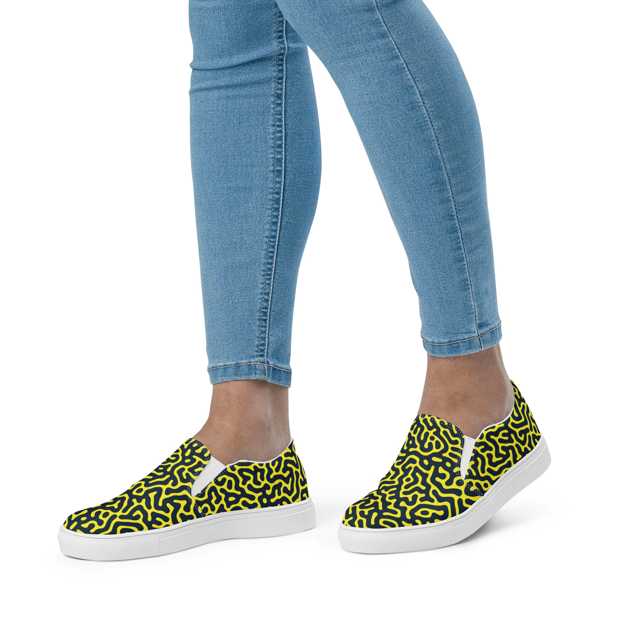 Blue on Yellow Turing Pattern Slip-on Shoes (female sizes) - Image 2