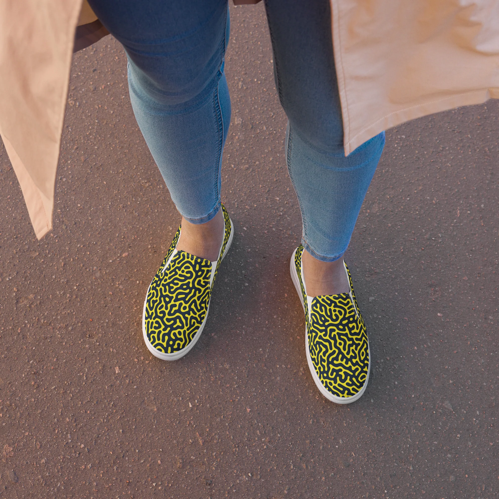 Blue on Yellow Turing Pattern Slip-on Shoes (female sizes) - Image 7