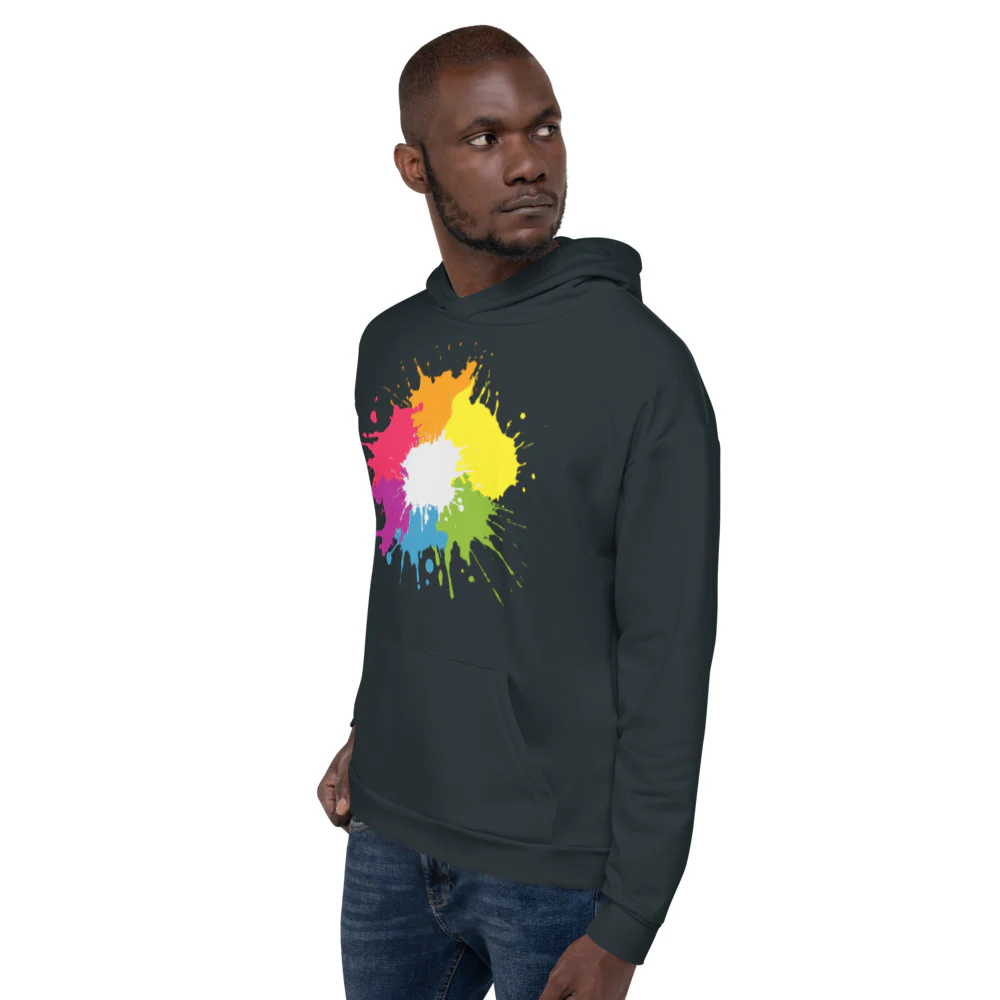 Blue Rainbow Paint Spatter Hoodie - Image 3
