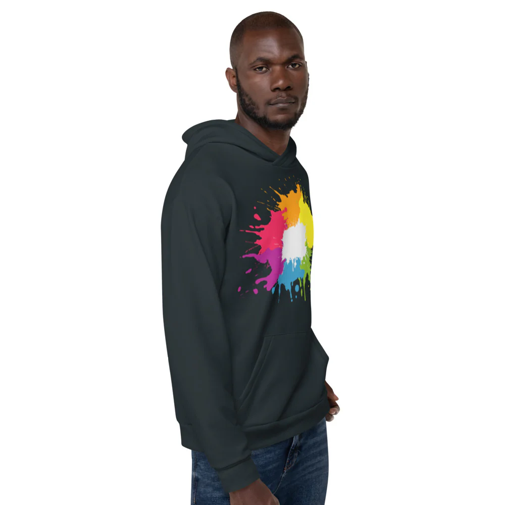 Blue Rainbow Paint Spatter Hoodie - Image 4