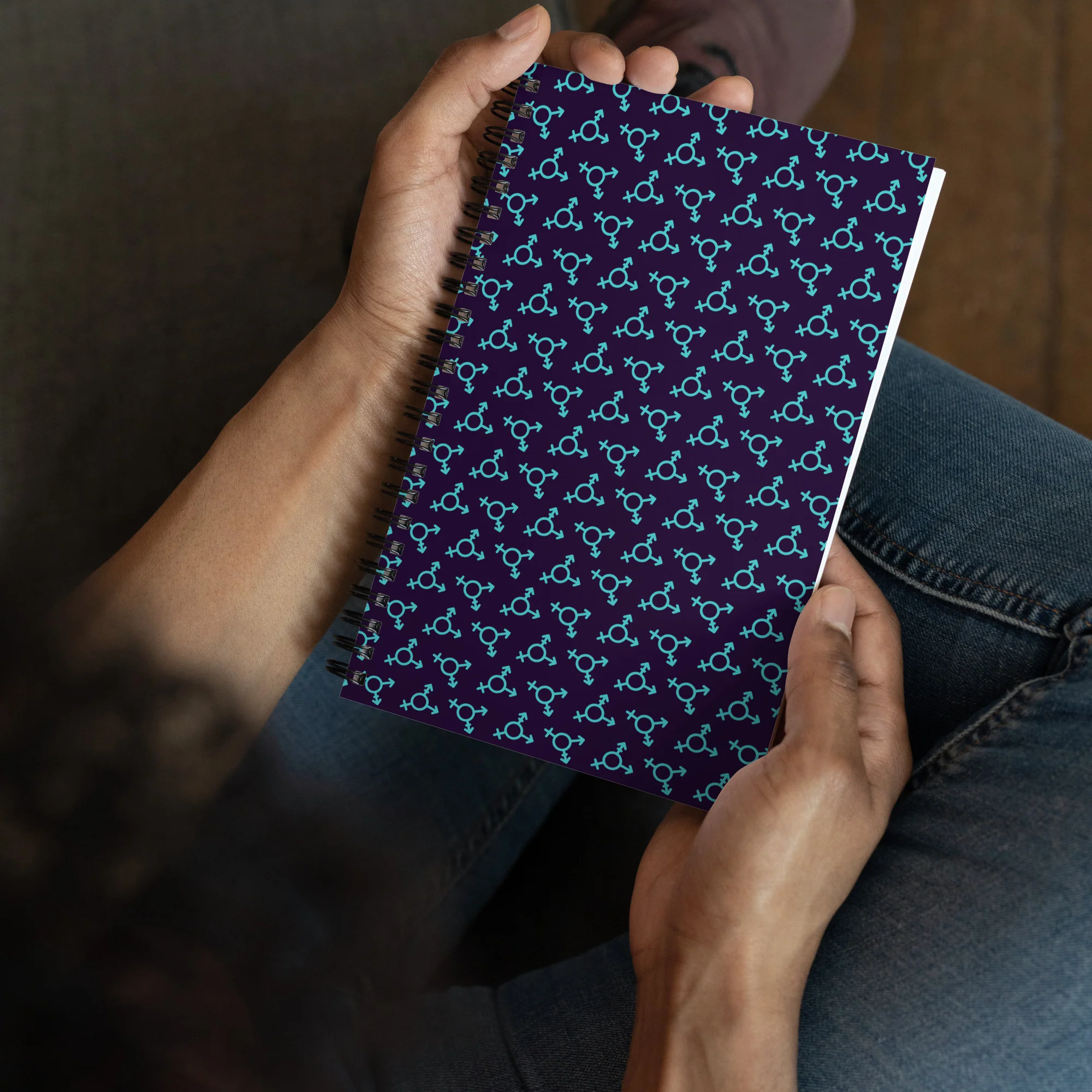 Blue Trans Symbol Pattern Spiral Notebook - Image 2