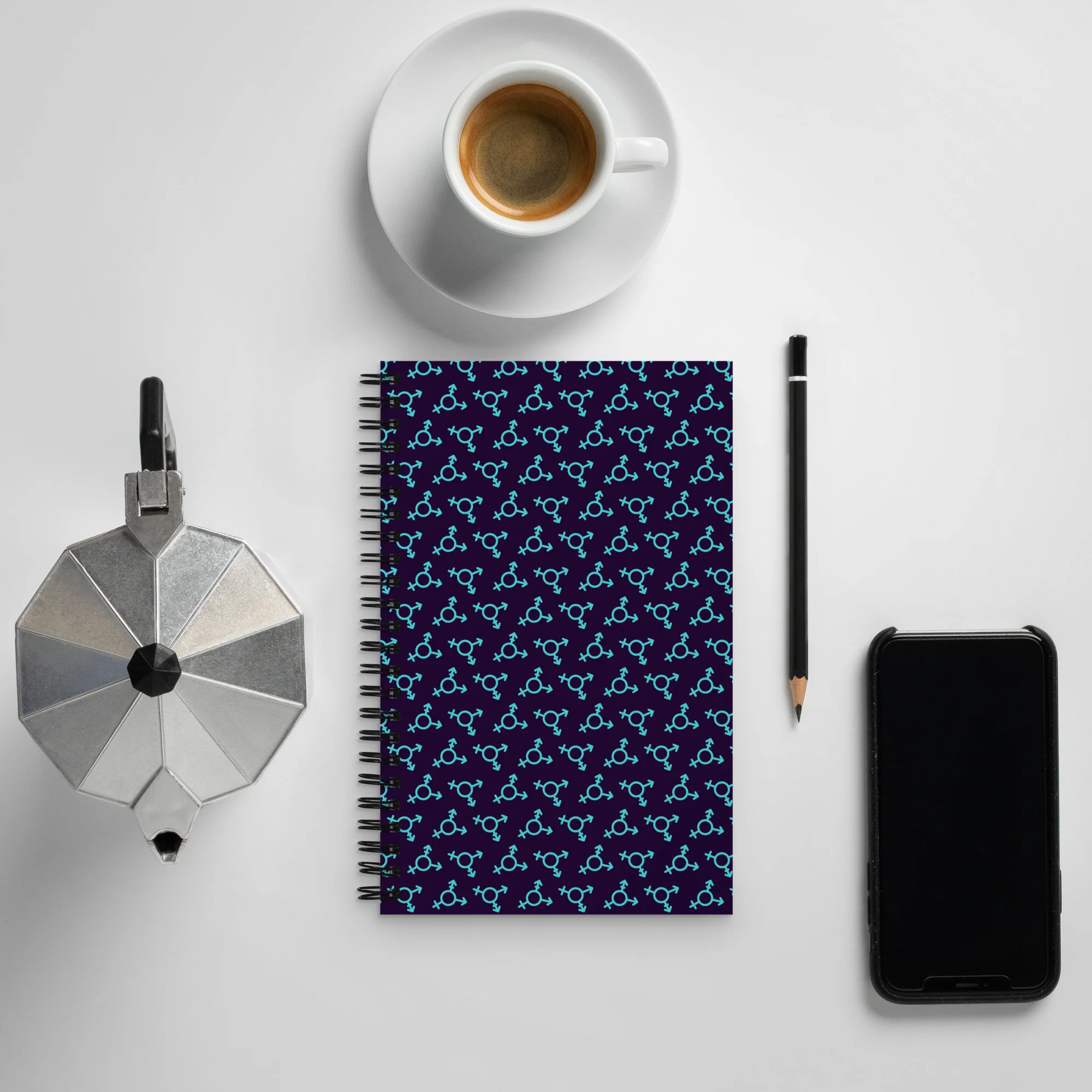Blue Trans Symbol Pattern Spiral Notebook - Image 4