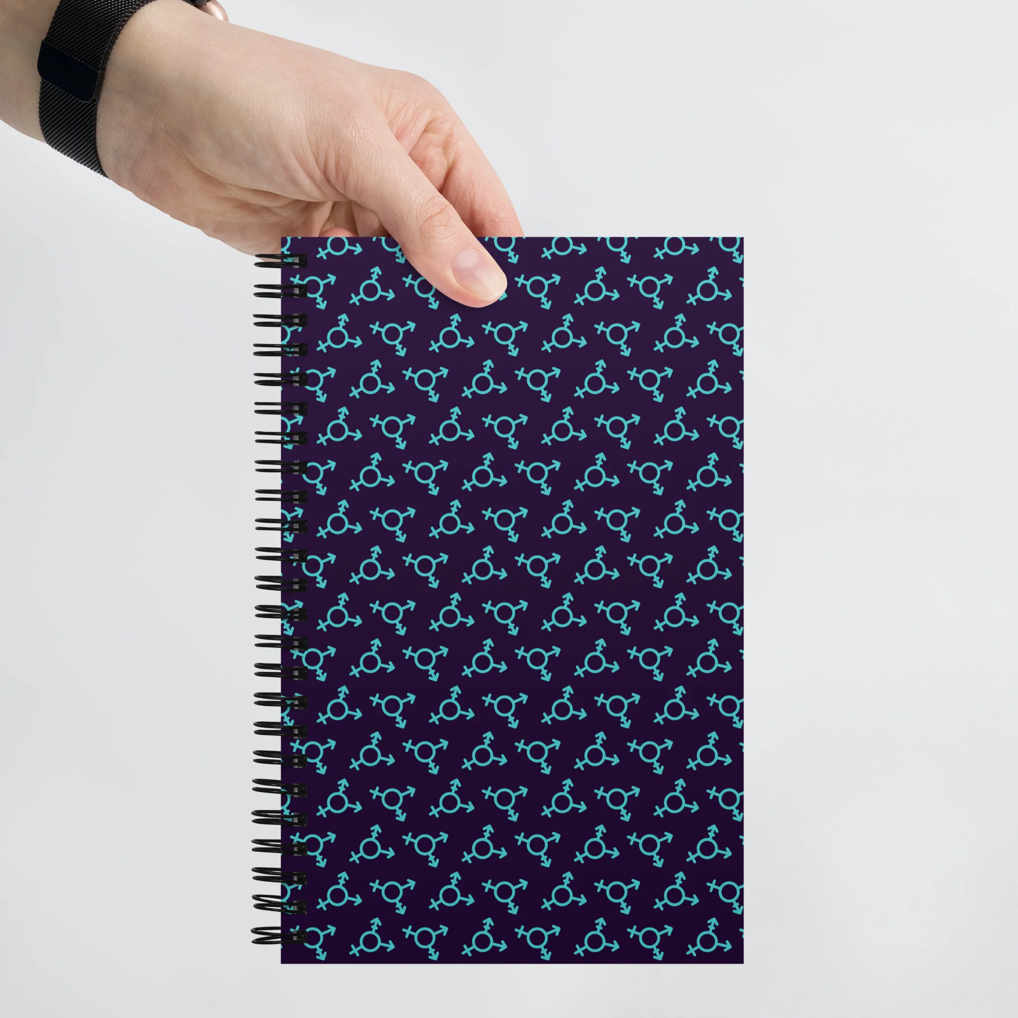 Blue Trans Symbol Pattern Spiral Notebook - Image 5