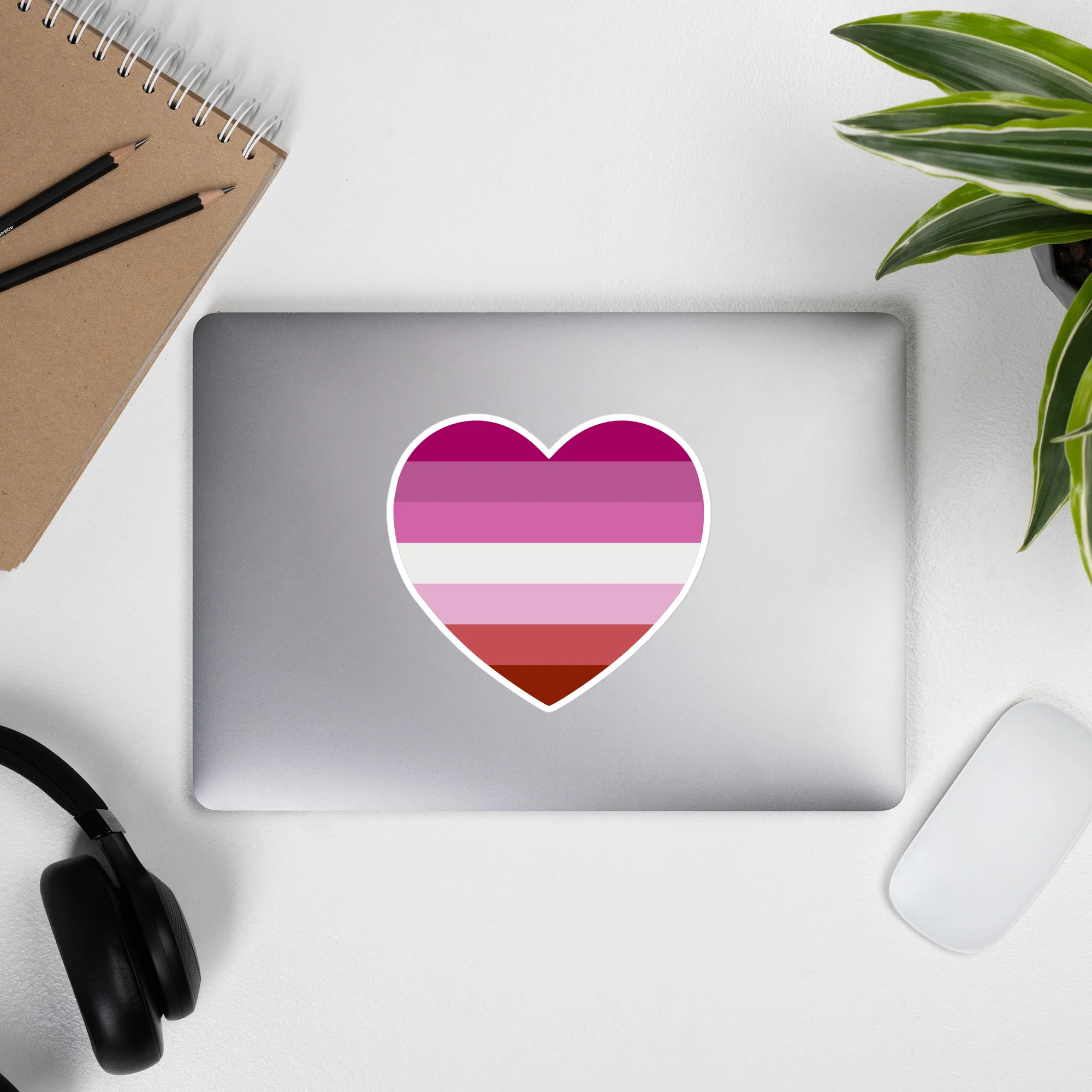 Pink Lesbian Flag Heart Sticker - Image 4
