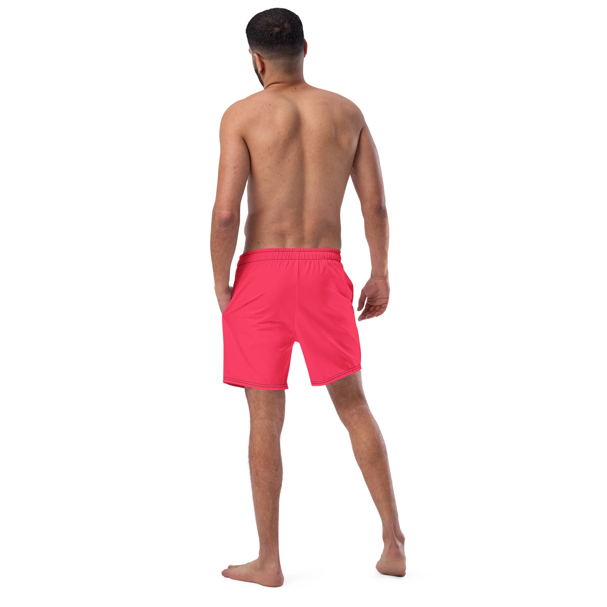 Candy Red Swimming Trunks with Rainbow Pocket - Image 5