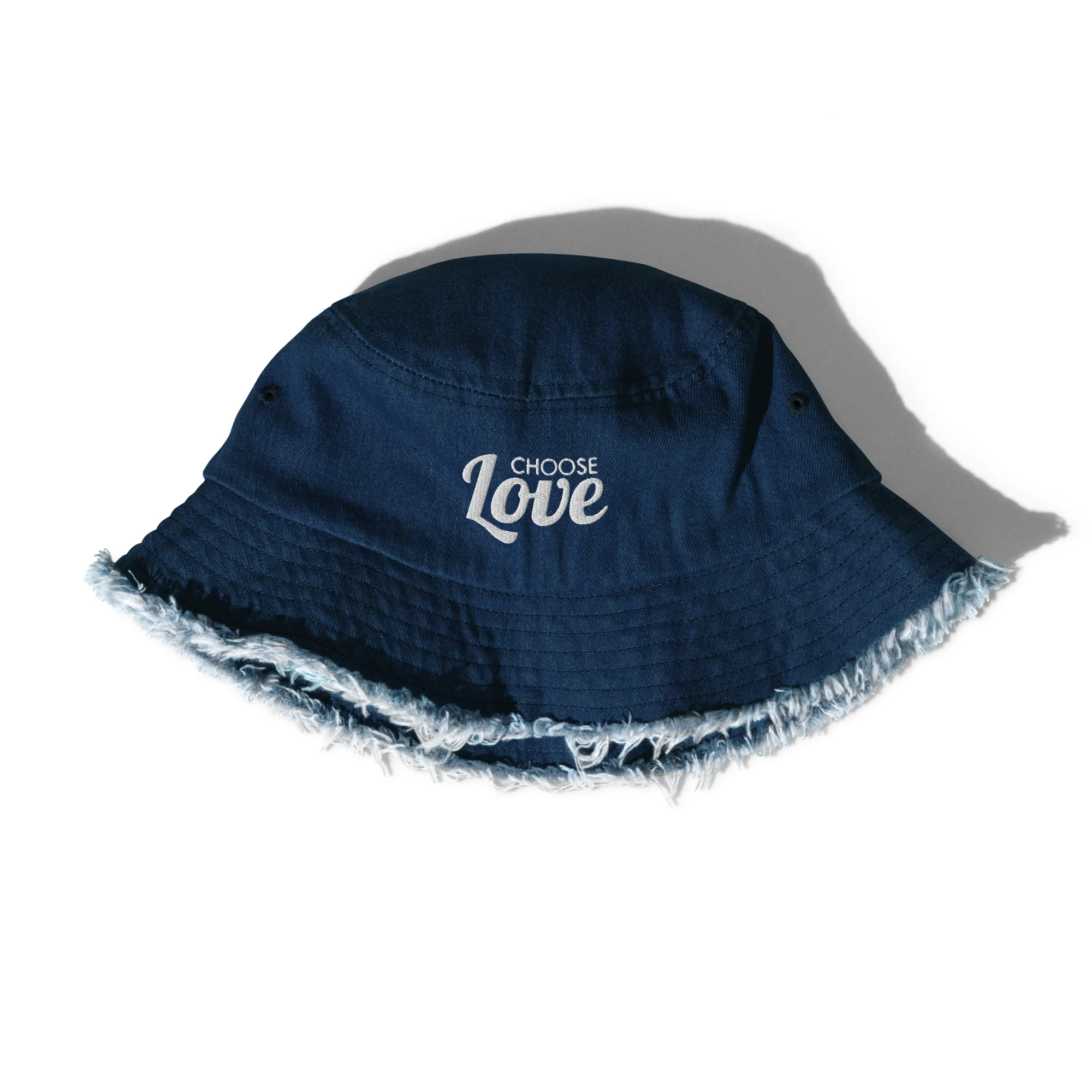 Choose Love Distressed Denim Bucket Hat - Image 3