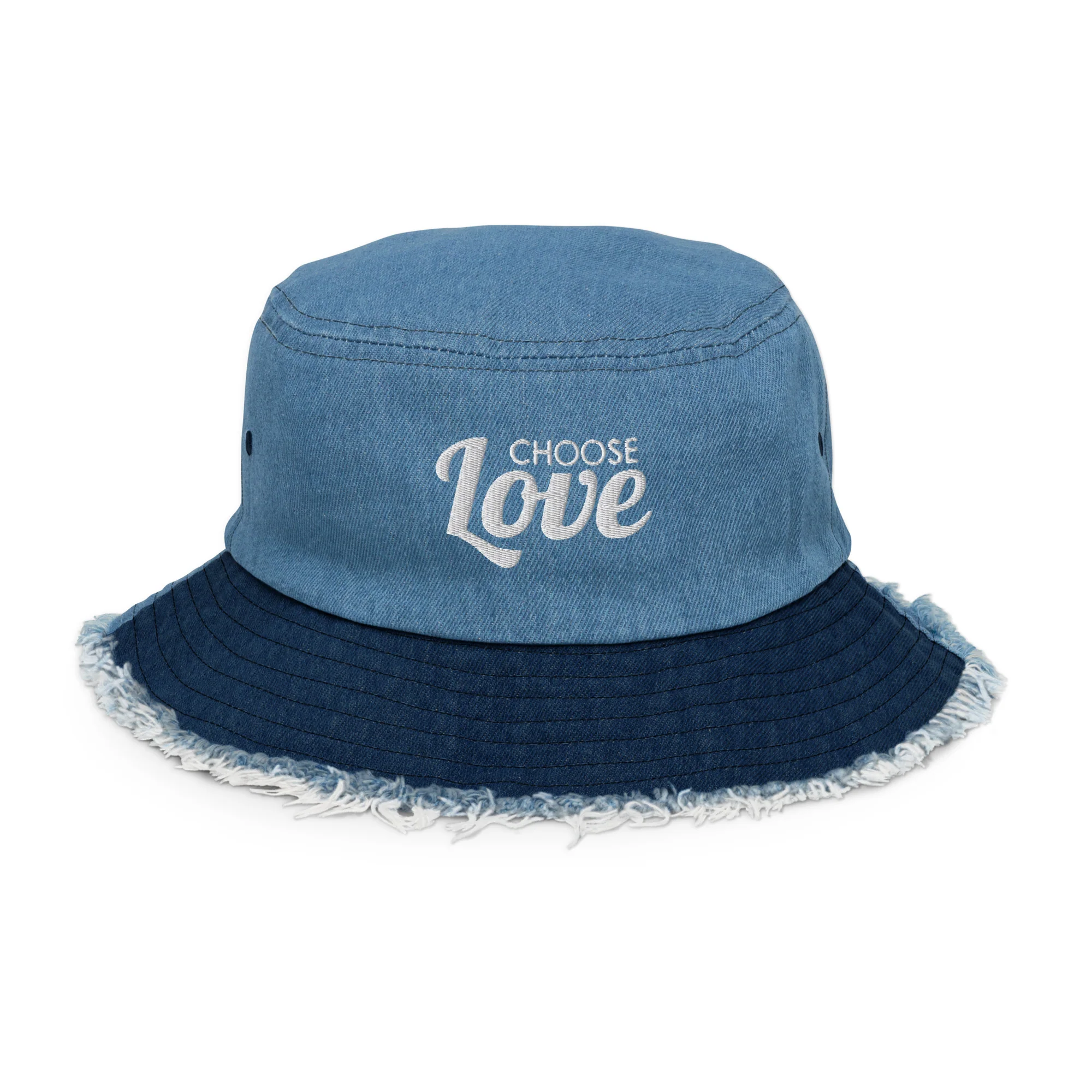 Choose Love Distressed Denim Bucket Hat - Image 5