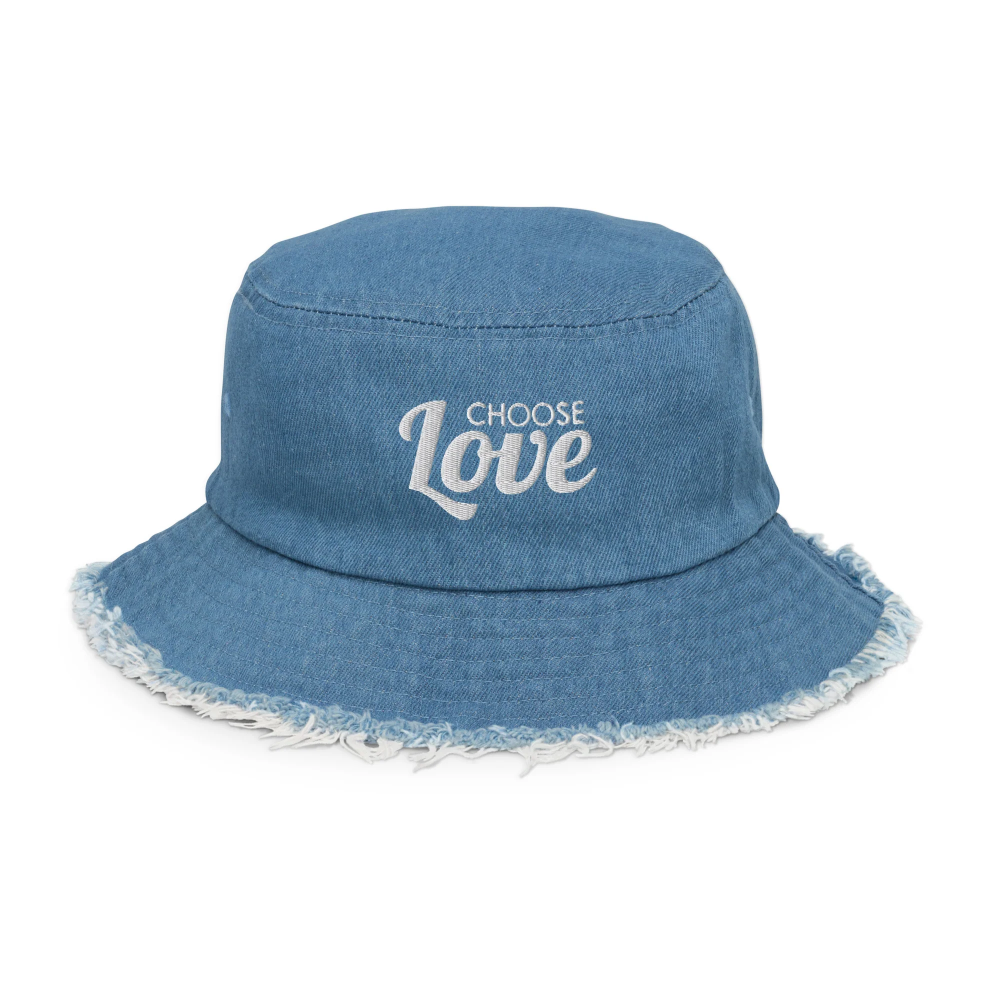 Choose Love Distressed Denim Bucket Hat - Image 7