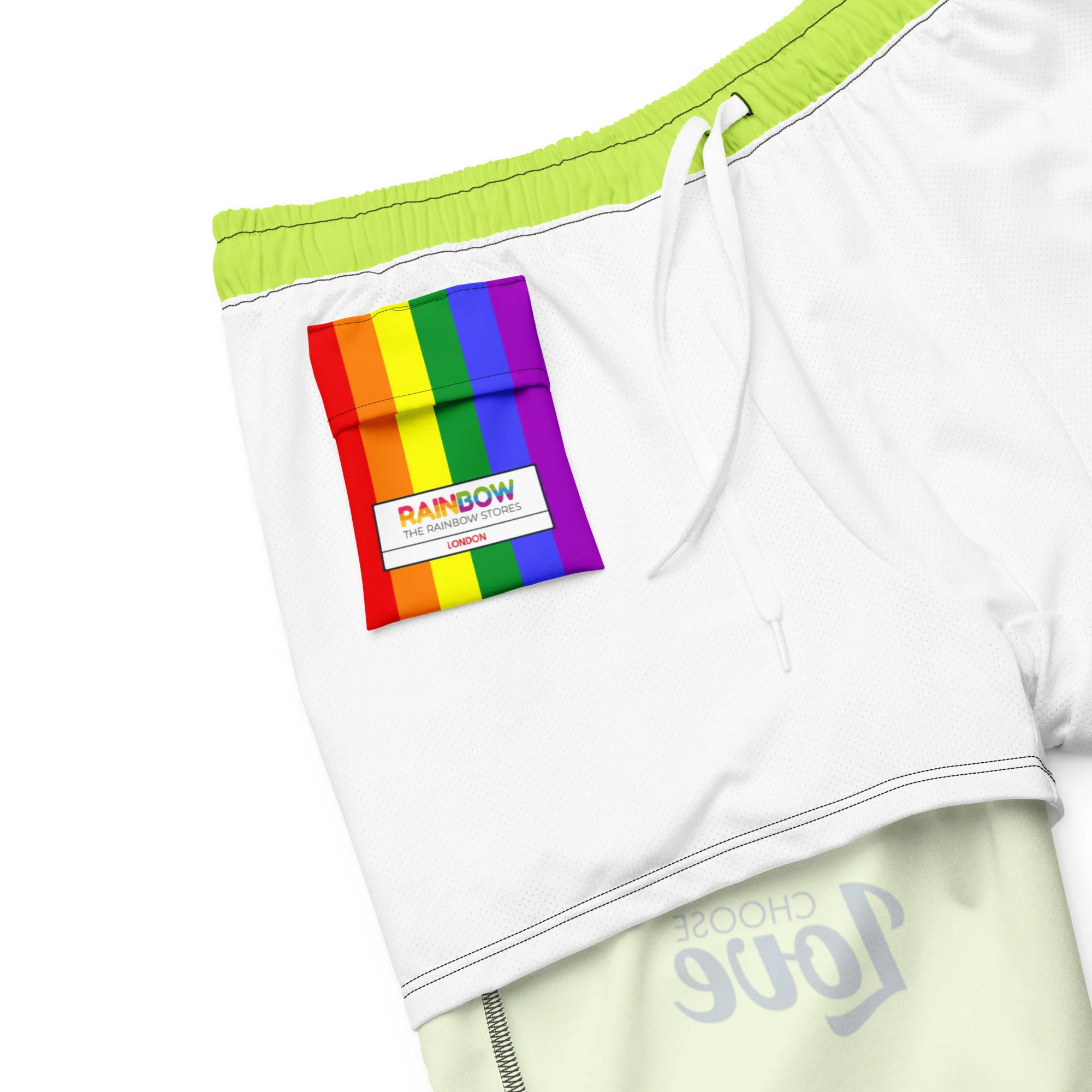 Choose Love Lime Swimming Trunks - Image 7