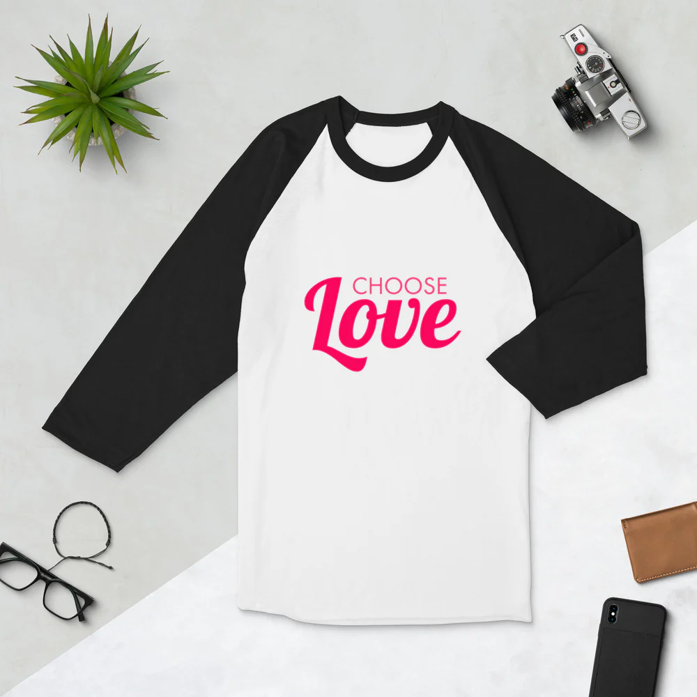 Choose Love 3/4 Sleeve Raglan Shirt - Image 7