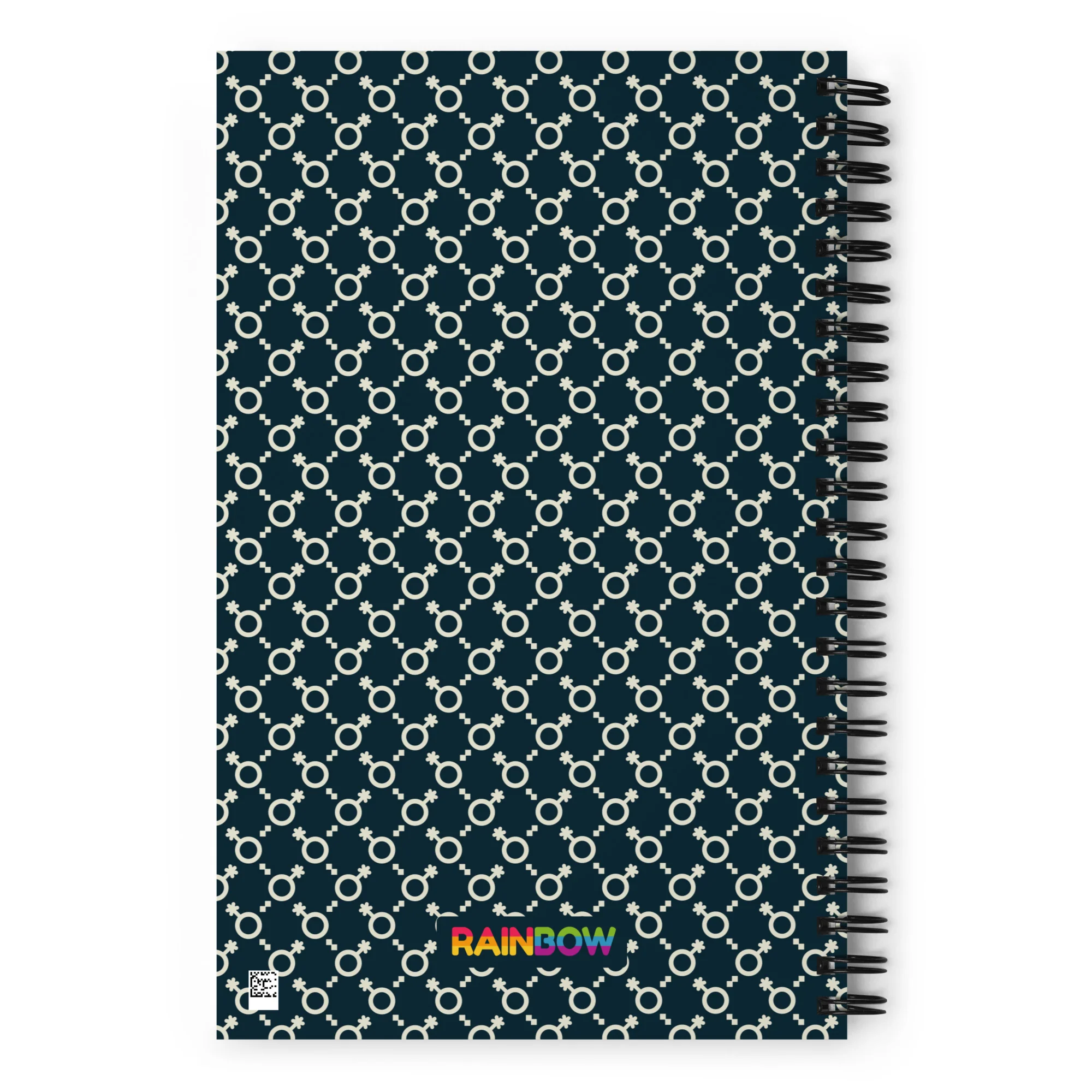 Cream and Blue Non-Binary Symbol Pattern Spiral Notebook - Image 4