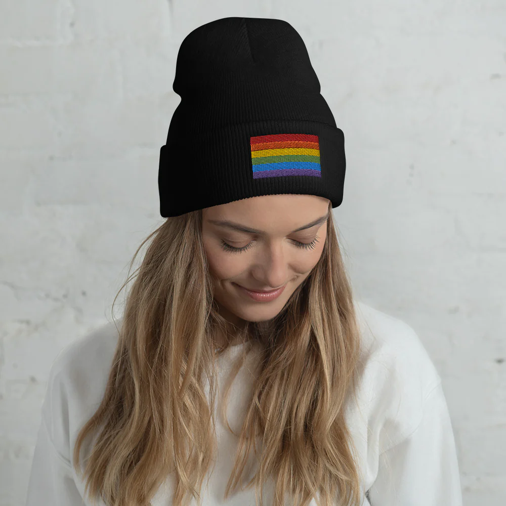 Rainbow Pride Flag Cuffed Beanie - Image 5