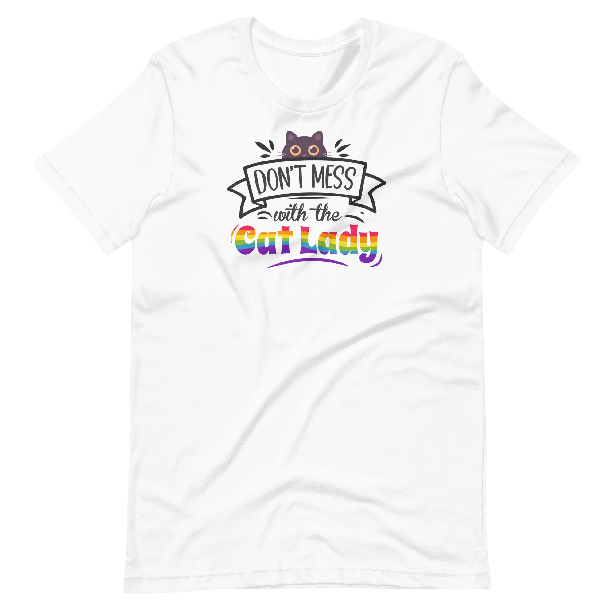 Don't Mess With The Cat Lady Rainbow T-Shirt - Image 5